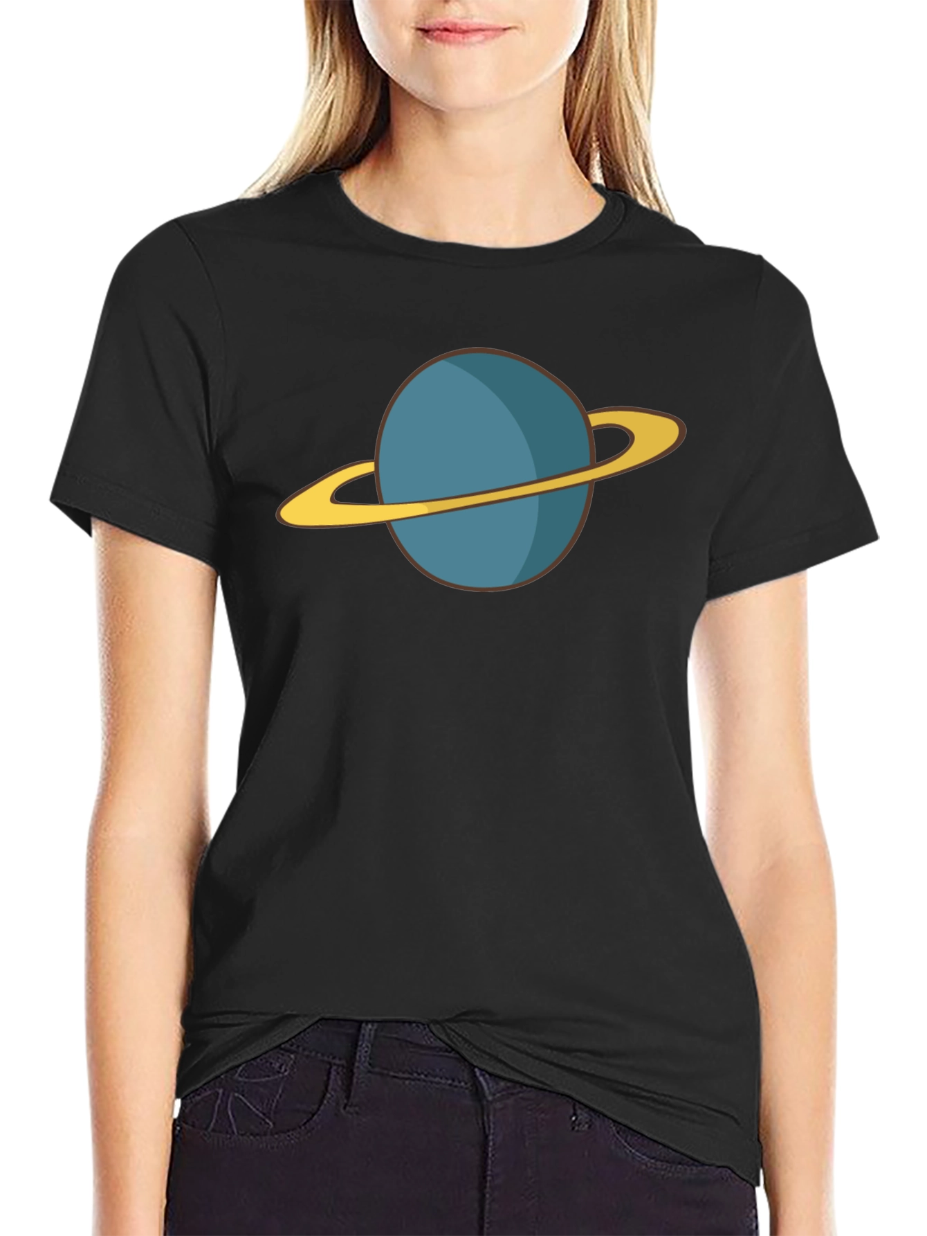 Planet Saturn Graphic Tee - Black