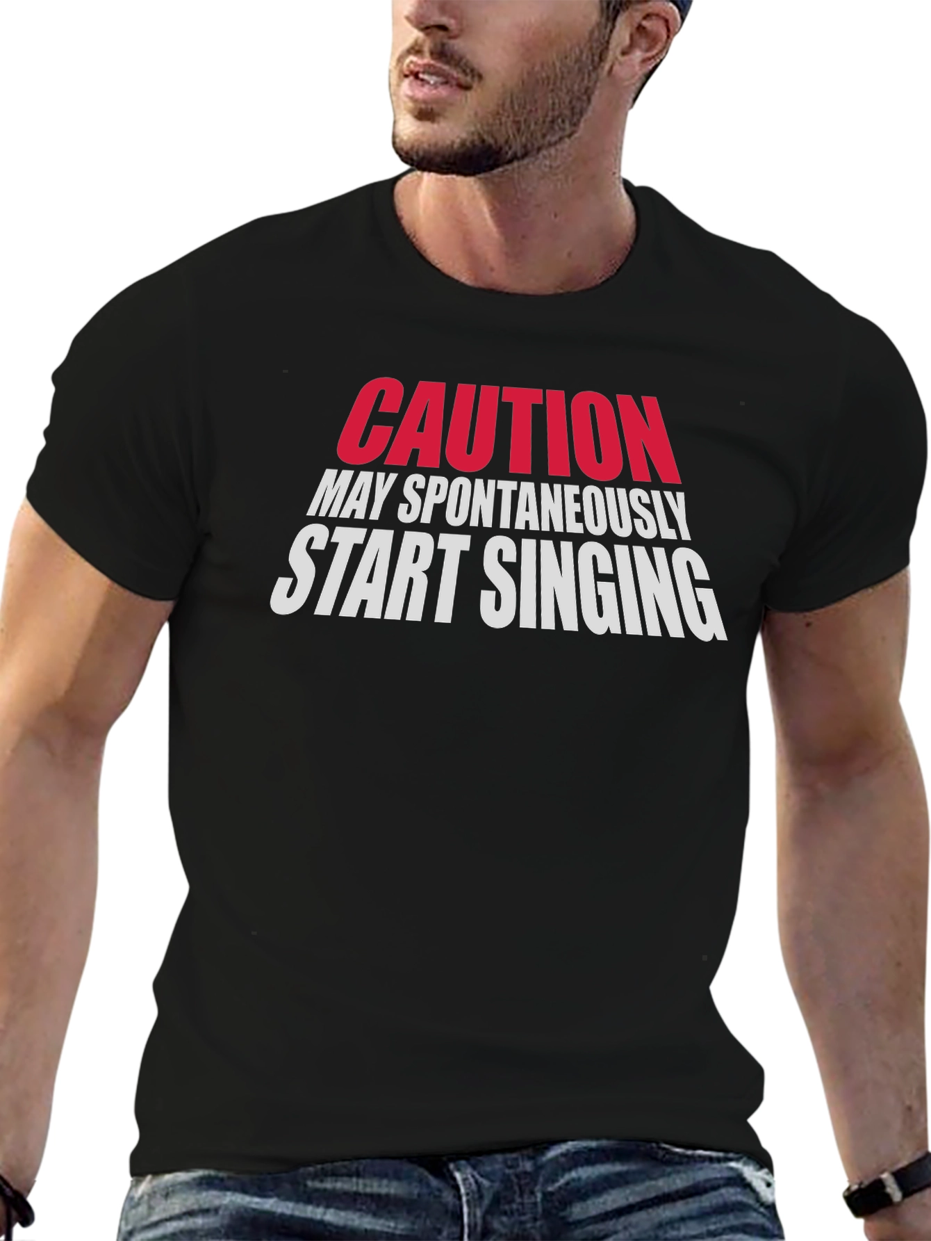 Caution May Spontaneously Start Singing Black T-Shirt