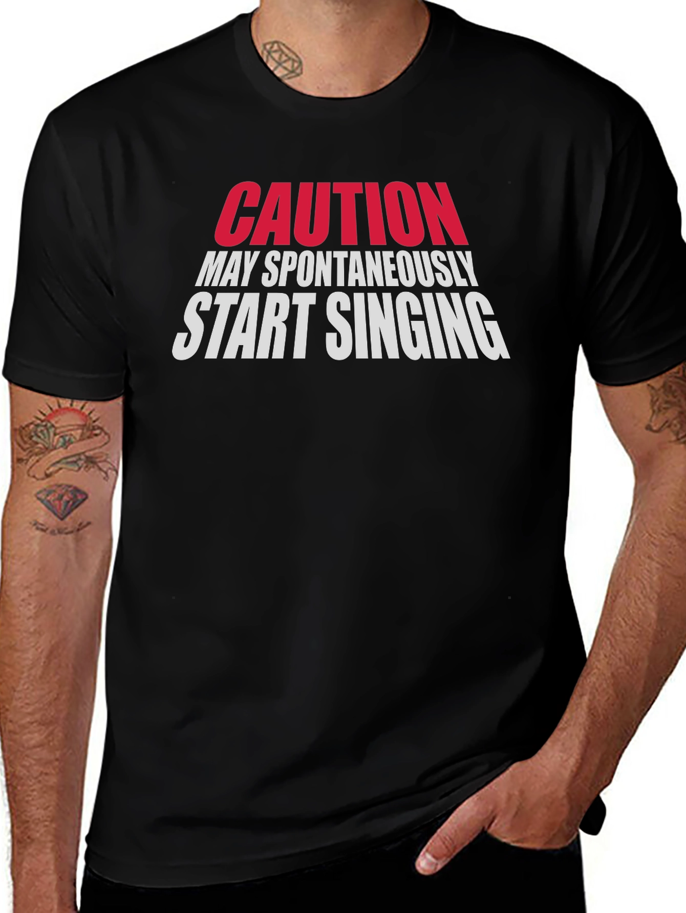 Caution May Spontaneously Start Singing Black T-Shirt