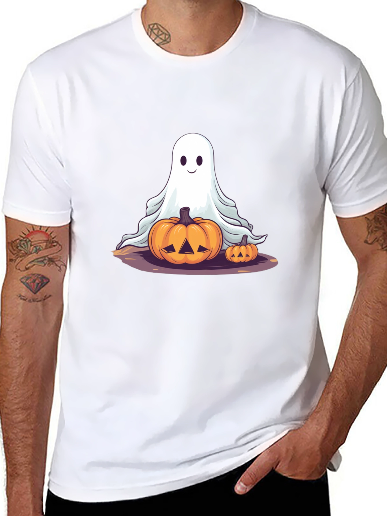 Halloween Ghost & Pumpkin T-Shirt