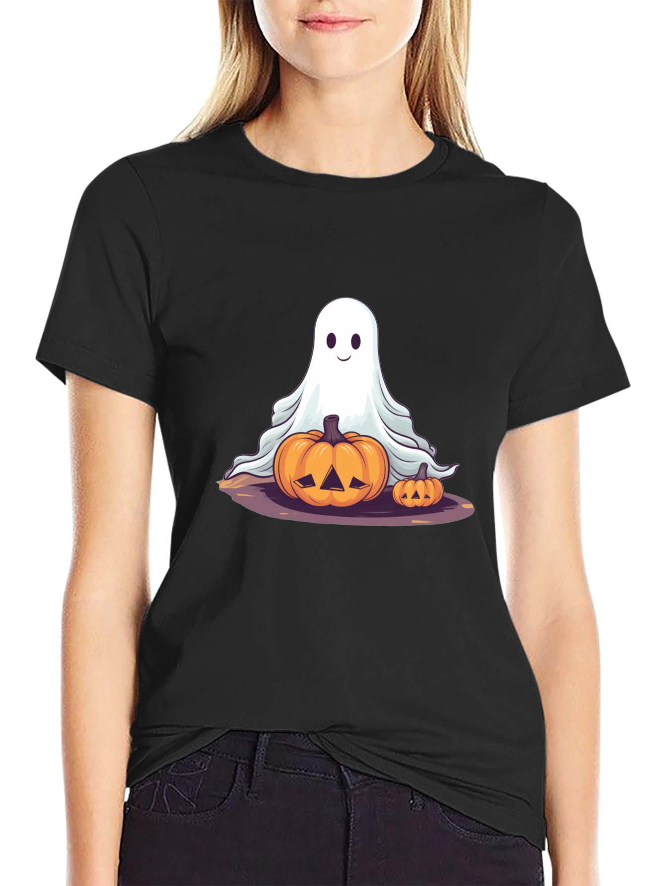 Halloween Ghost & Pumpkin T-Shirt
