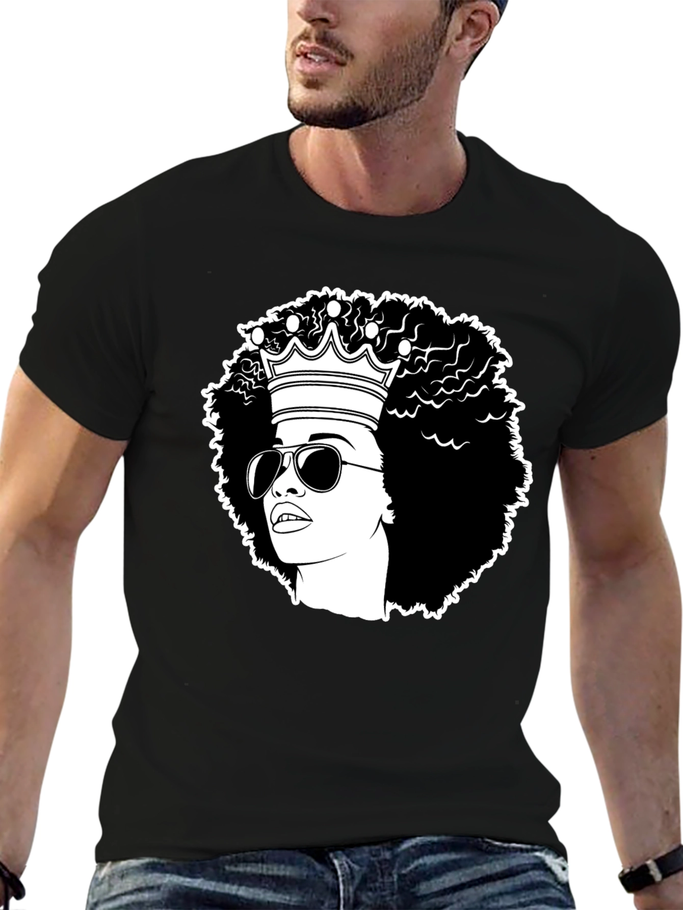 Afro Queen Graphic Tee - Black