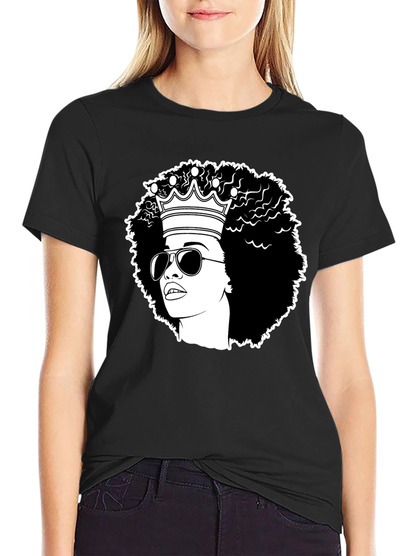 Afro Queen Graphic Tee - Black