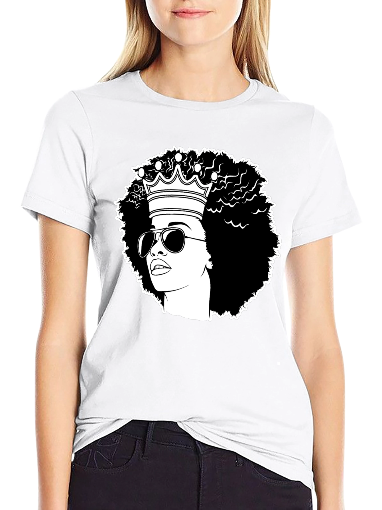Afro Queen Graphic Tee - Black