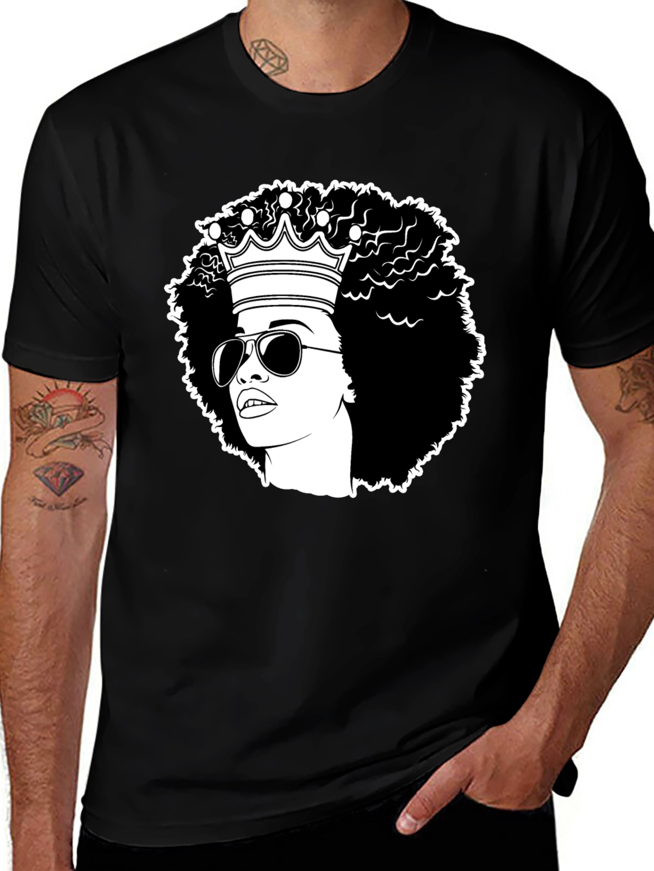Afro Queen Graphic Tee - Black