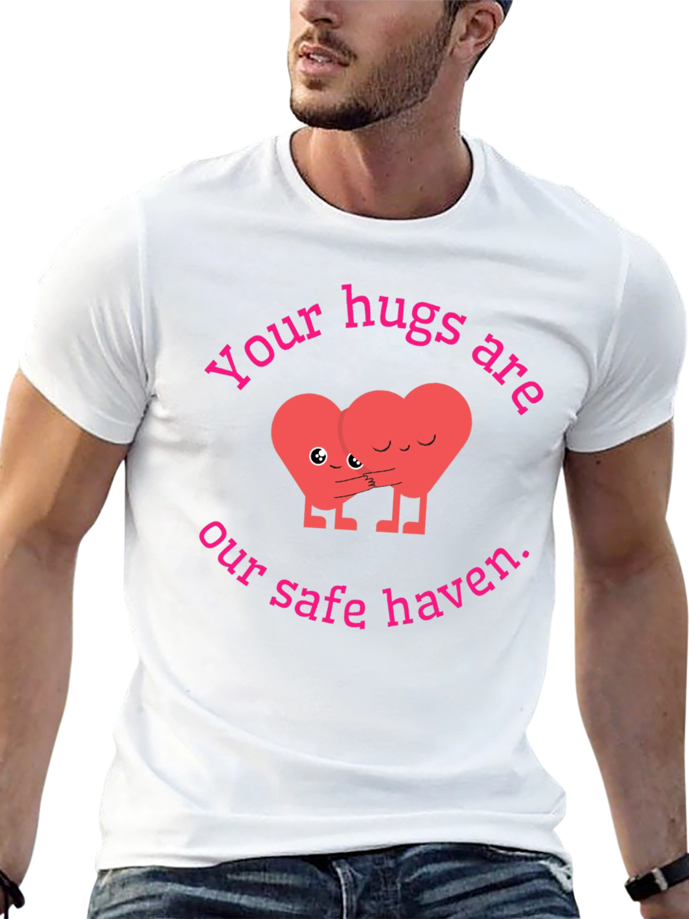 Cute Hugging Hearts Graphic Tee