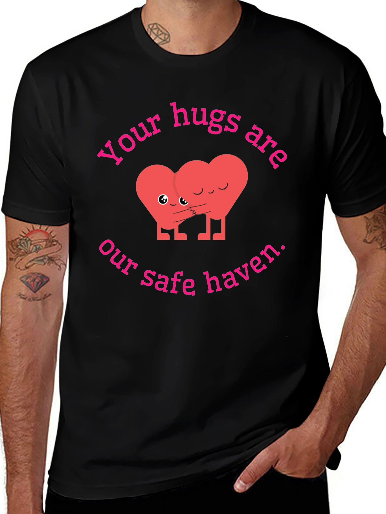 Cute Hugging Hearts Graphic Tee