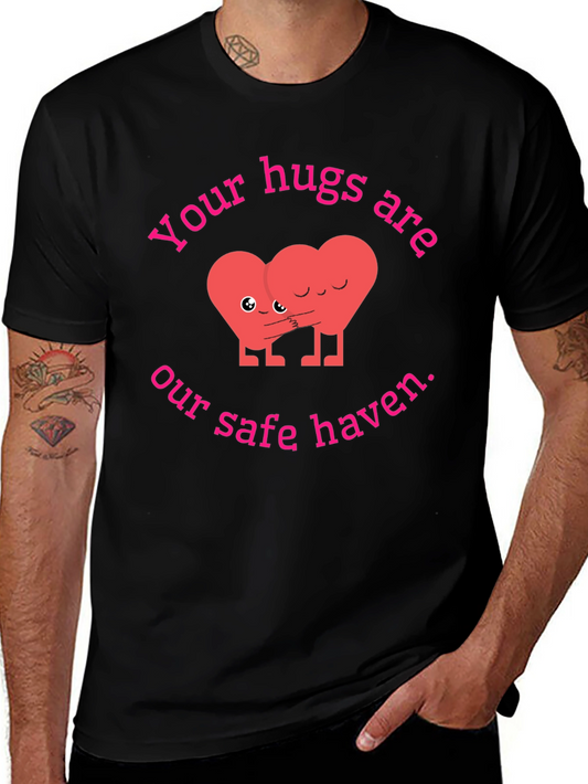 Cute Hugging Hearts Graphic Tee