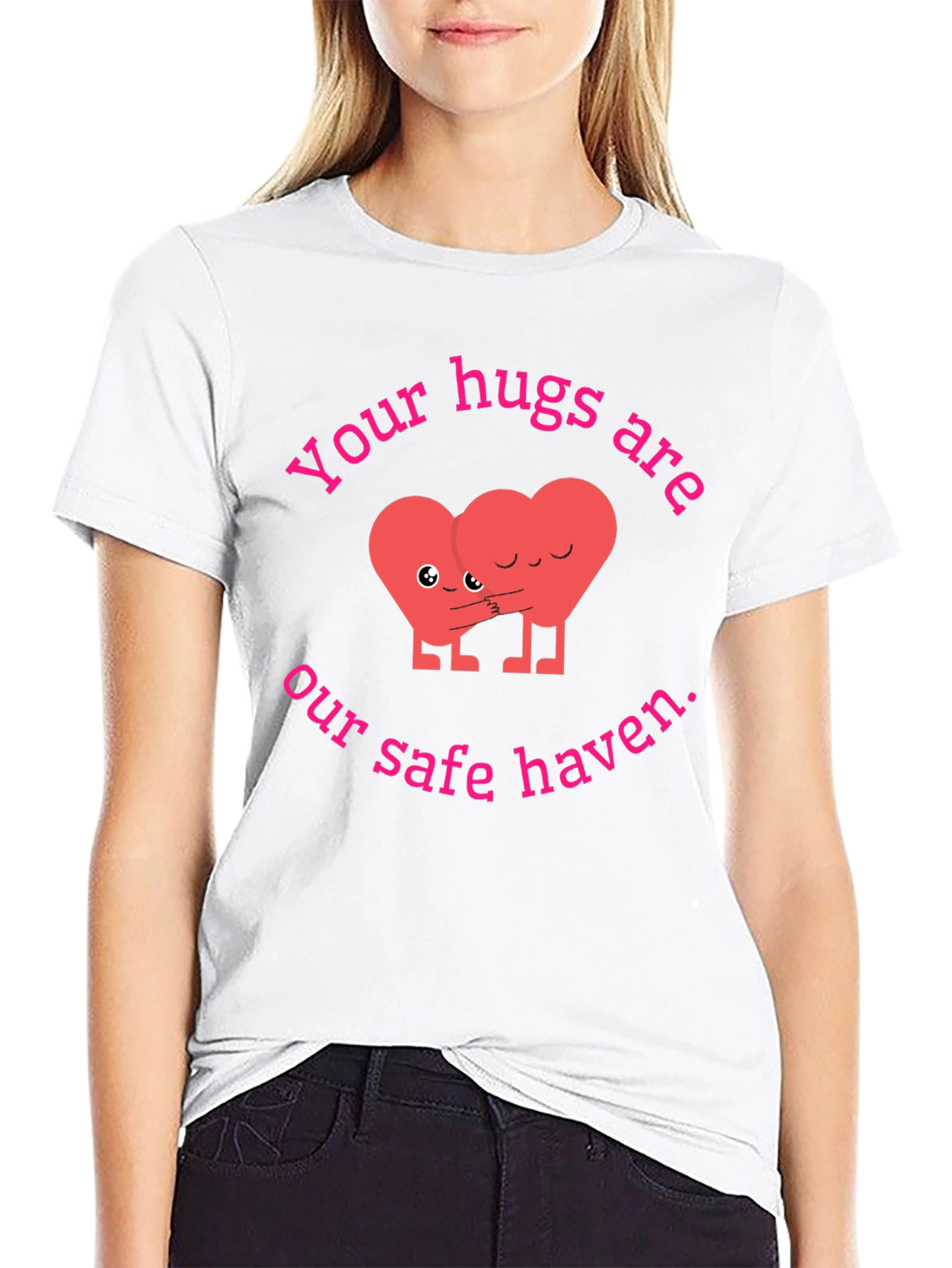 Cute Hugging Hearts Graphic Tee
