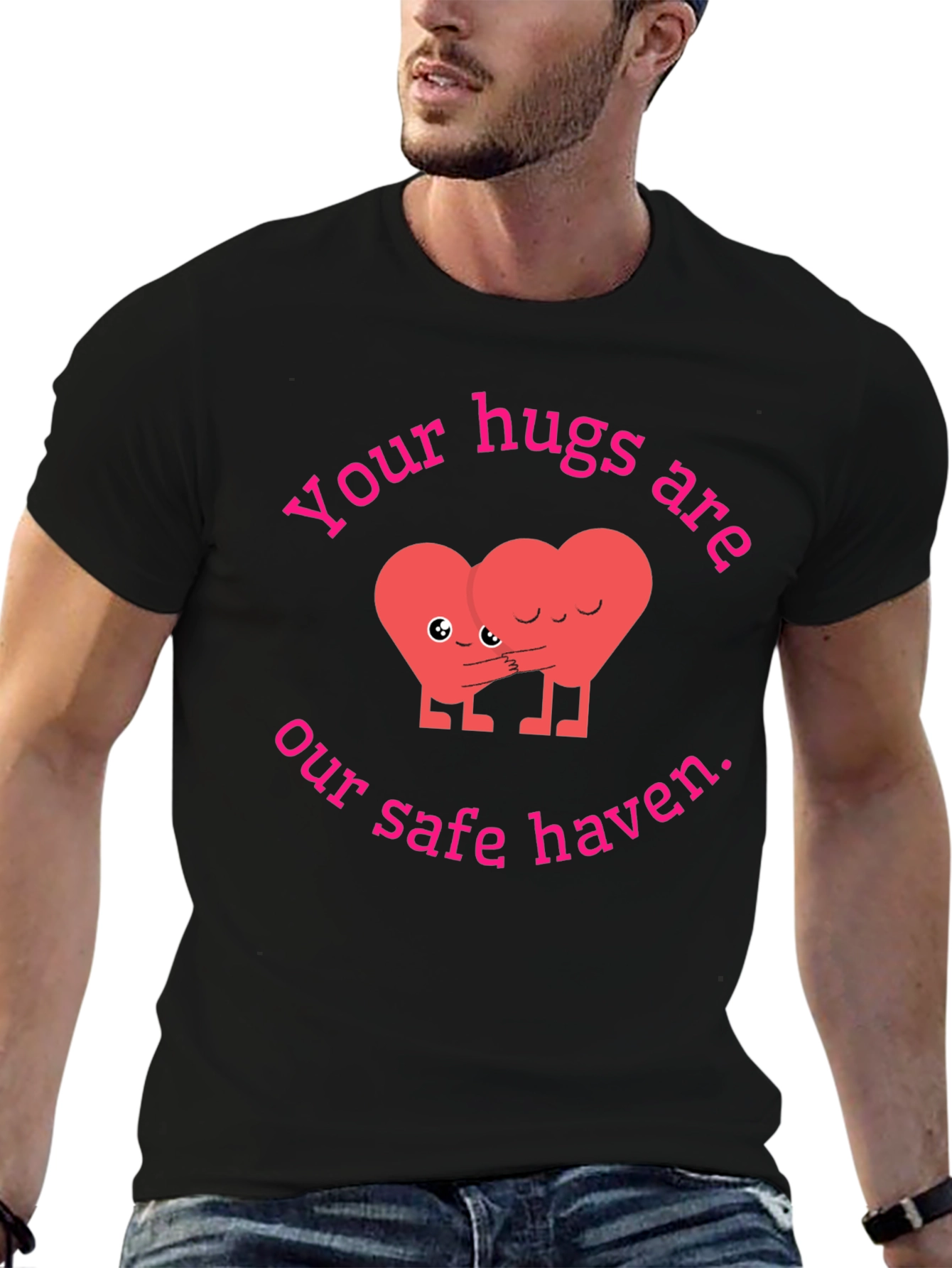 Cute Hugging Hearts Graphic Tee