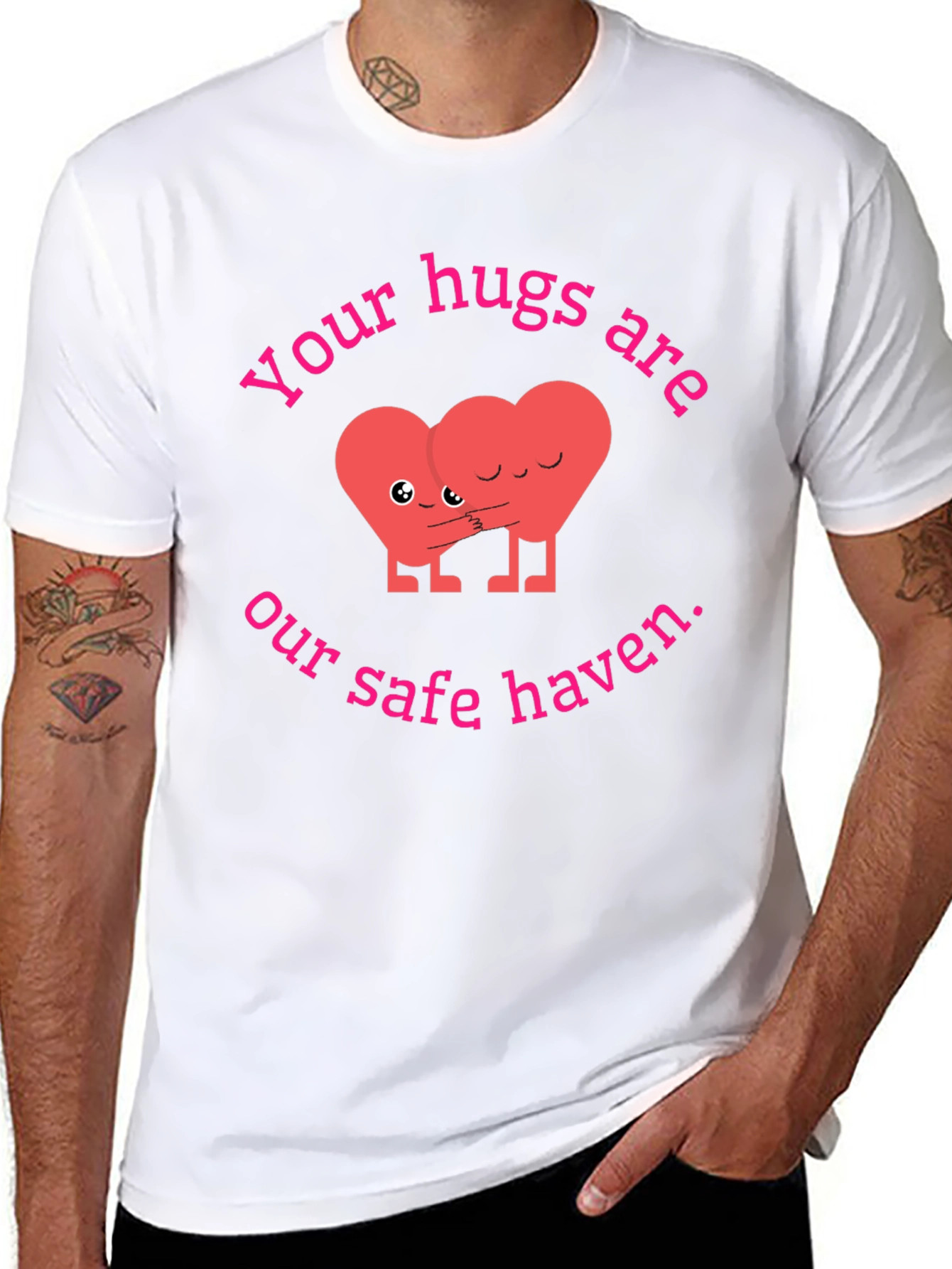 Cute Hugging Hearts Graphic Tee