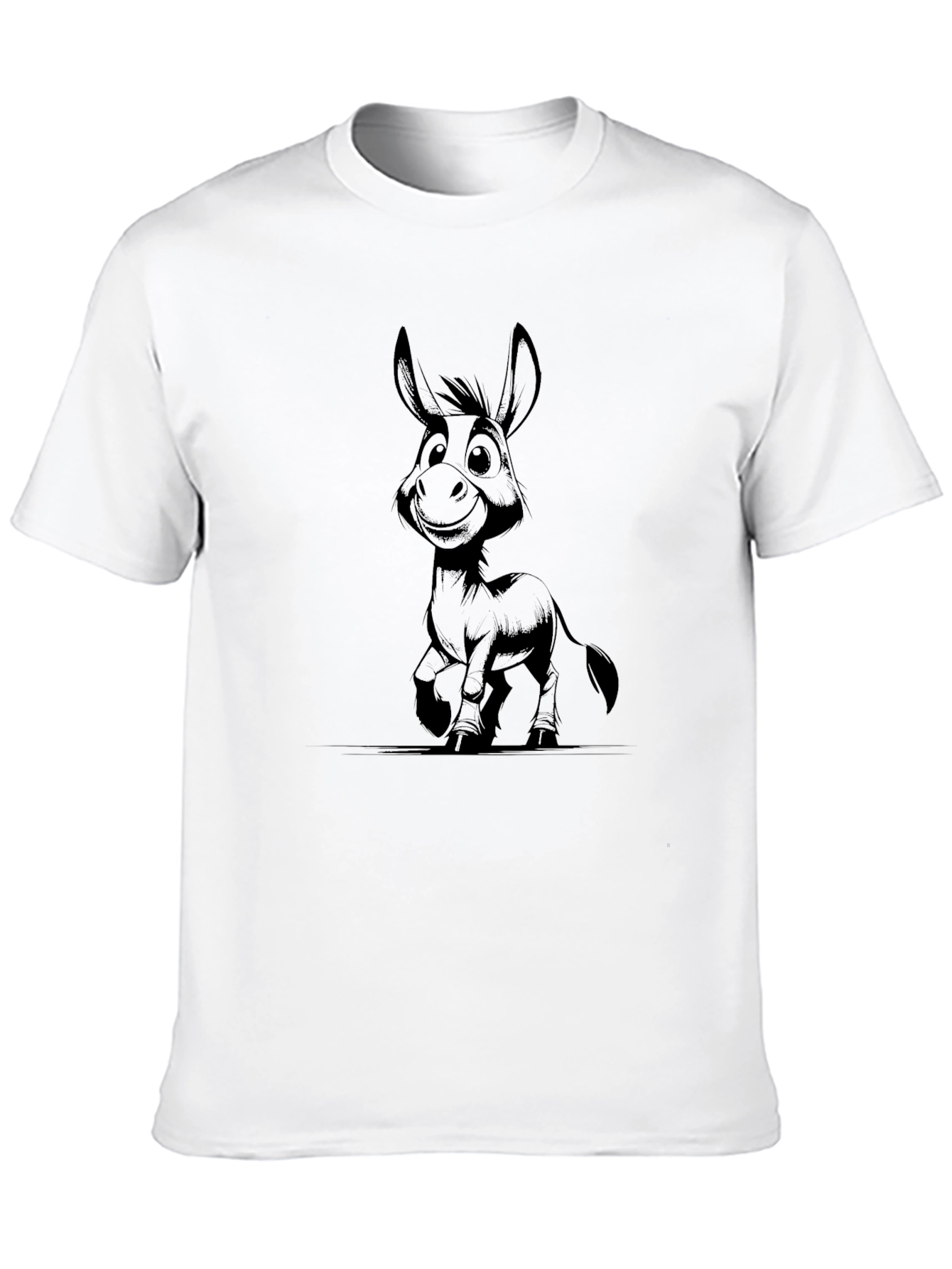 Cartoon Donkey Graphic Black T-Shirt