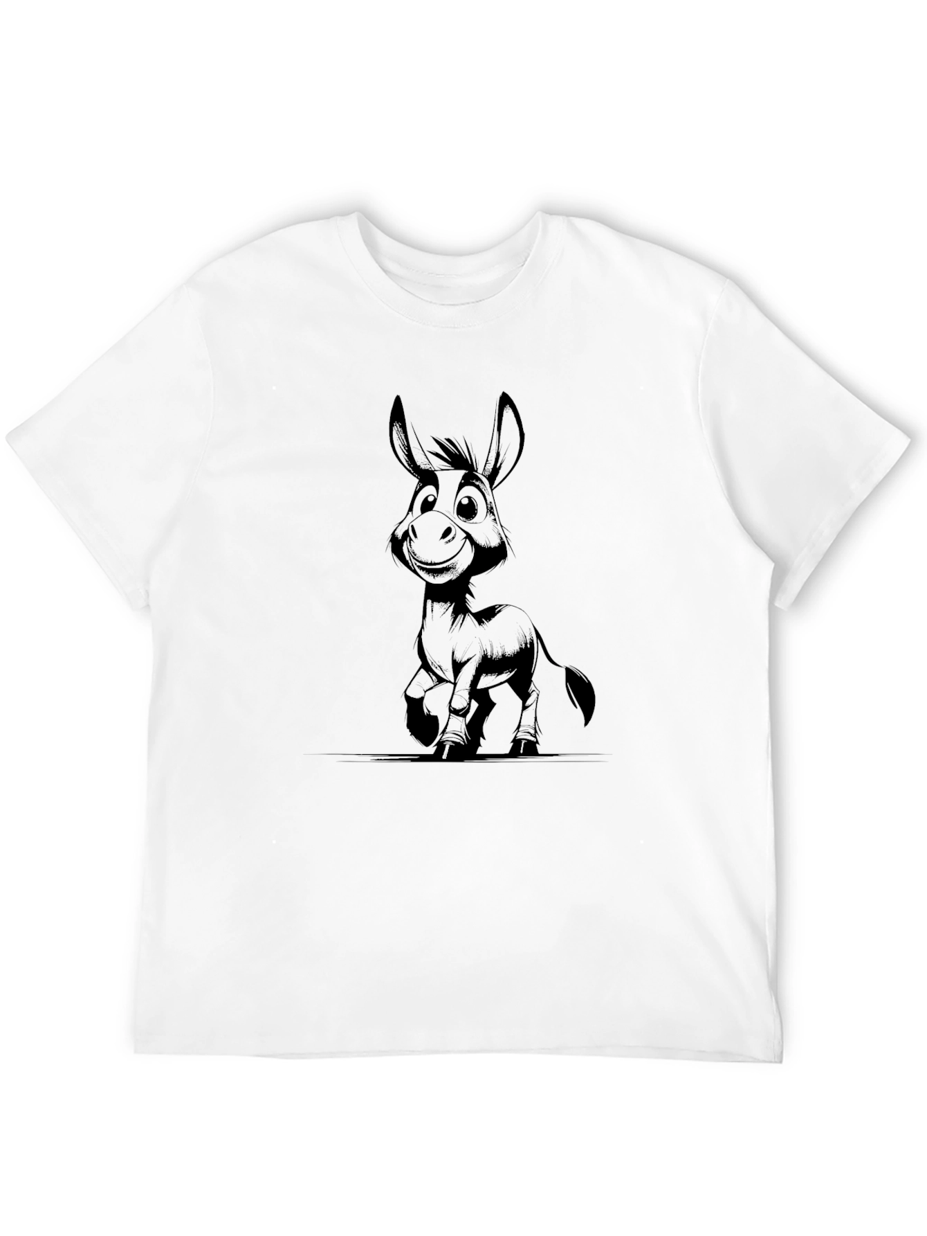 Cartoon Donkey Graphic Black T-Shirt