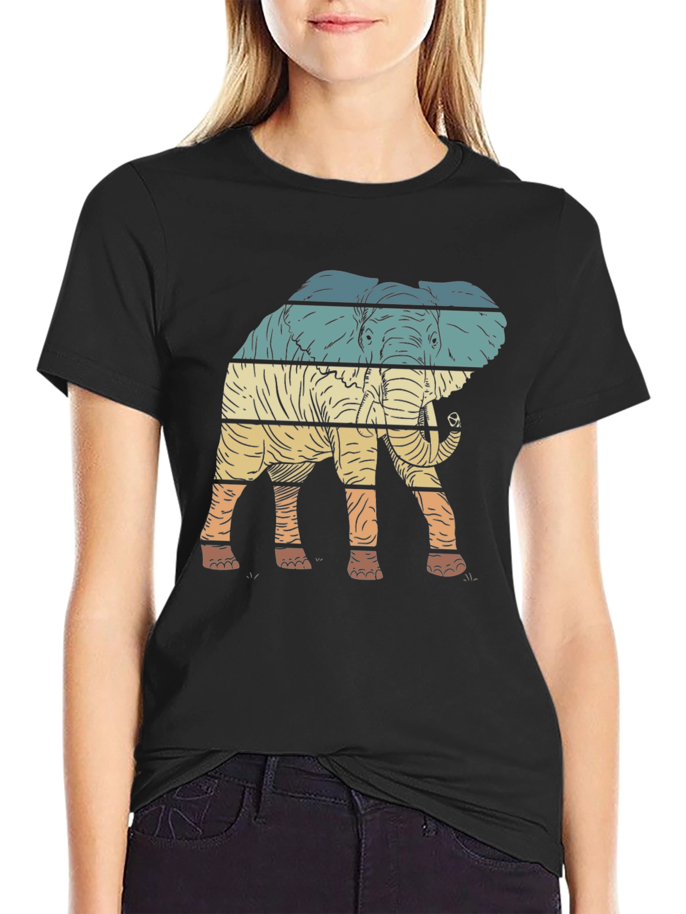 Retro Elephant Graphic Tee - Stylish Mens T-Shirt