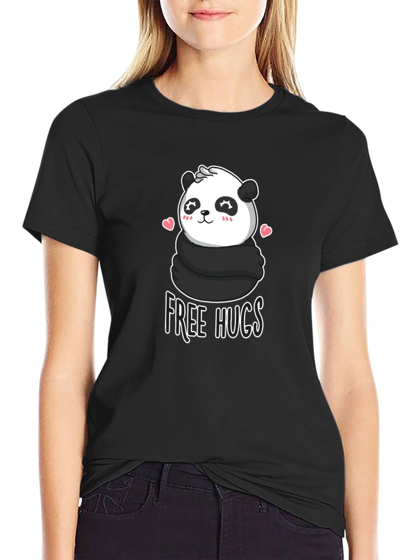 Cute Panda Free Hugs Graphic T-Shirt