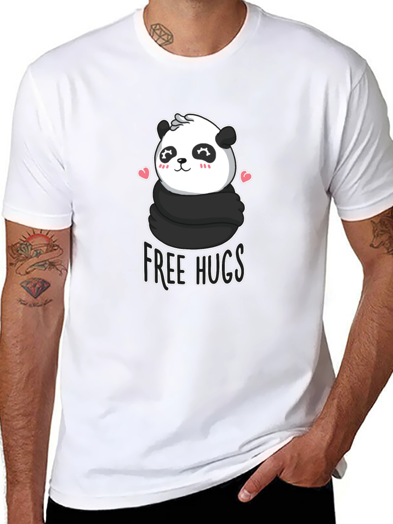 Cute Panda Free Hugs Graphic T-Shirt