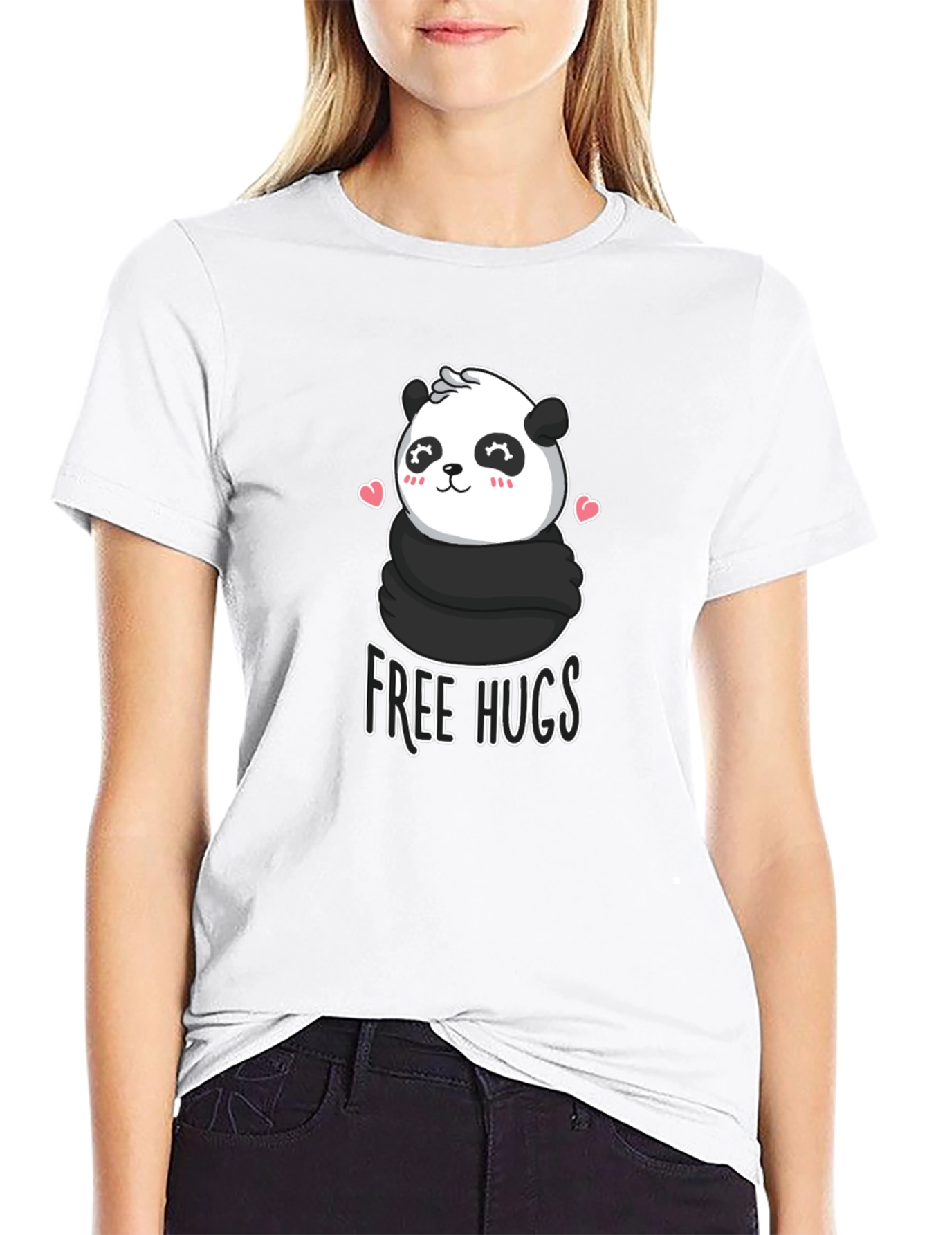 Cute Panda Free Hugs Graphic T-Shirt