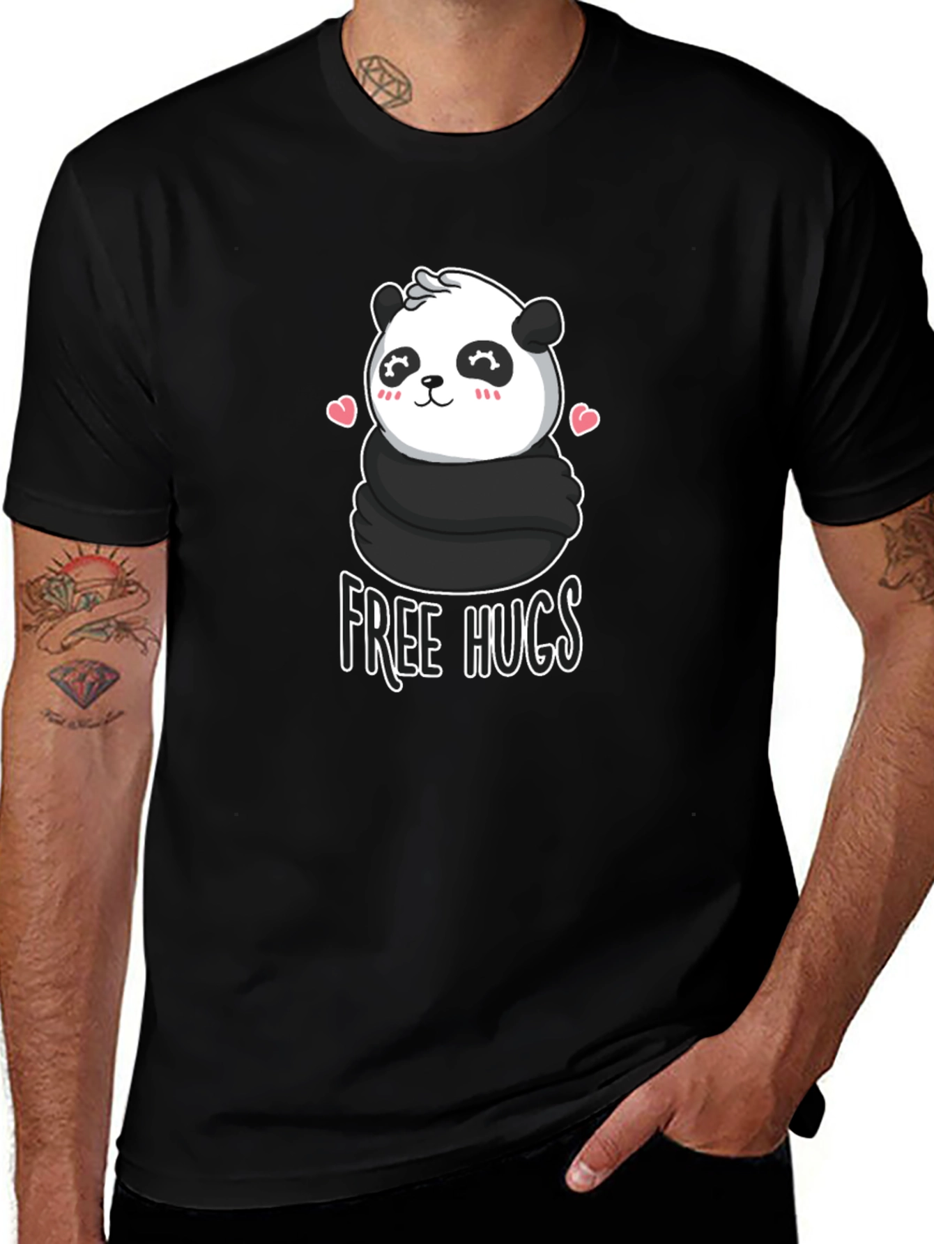 Cute Panda Free Hugs Graphic T-Shirt