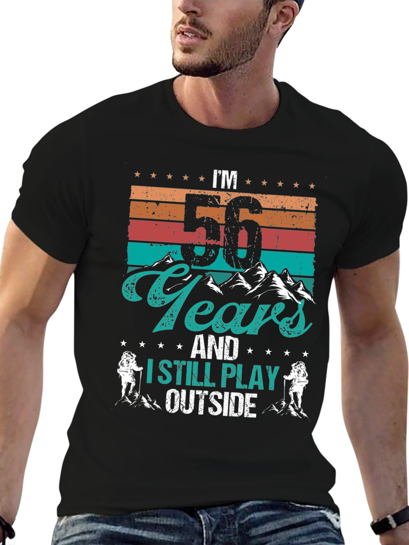 56 Years and Still Play Outside Black T-Shirt