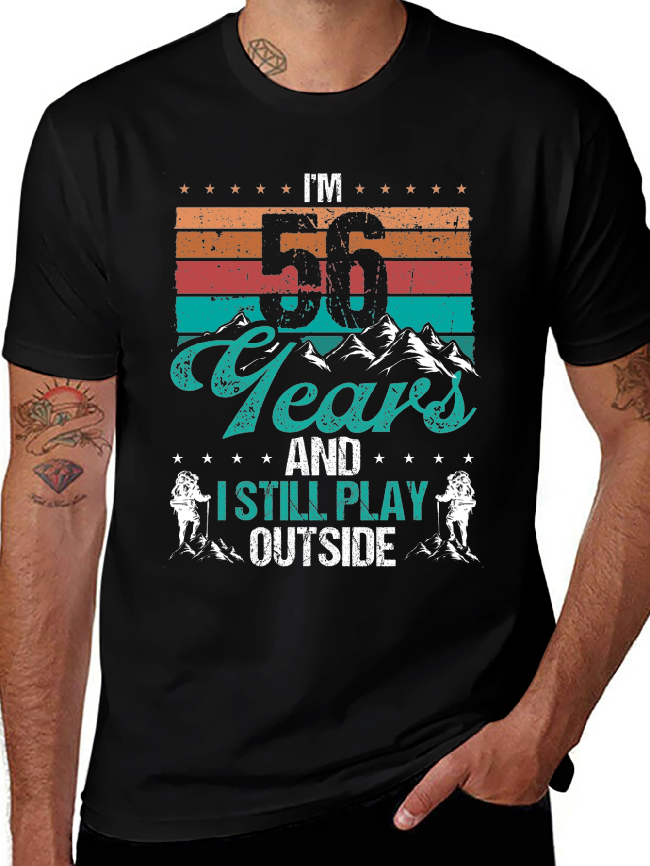 56 Years and Still Play Outside Black T-Shirt