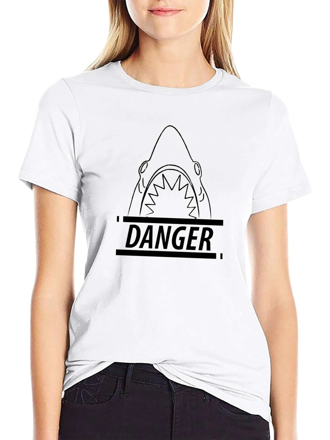 Danger Shark Graphic Tee - Mens Black T-Shirt