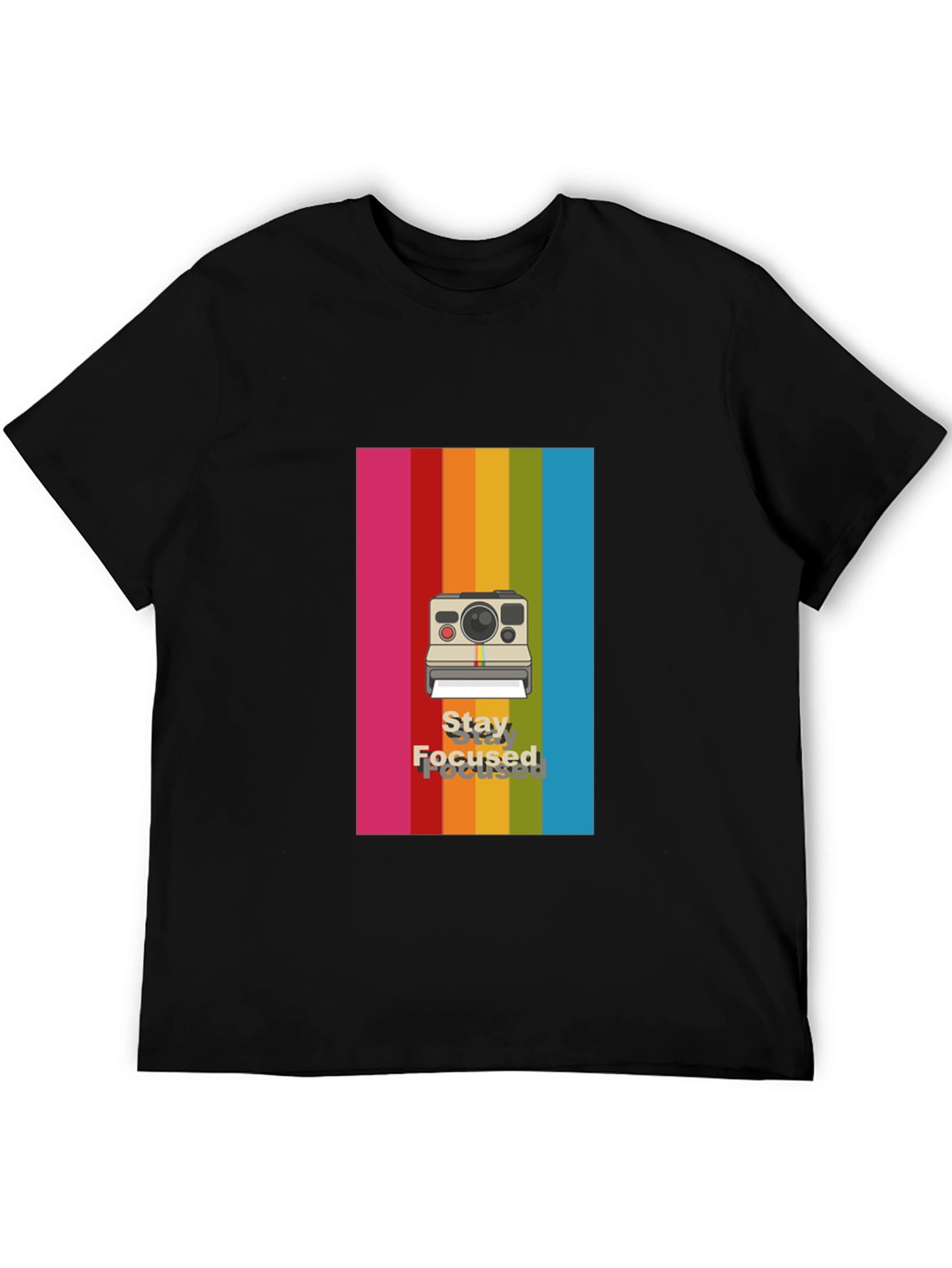 Stay Focused Rainbow Camera Graphic Tee