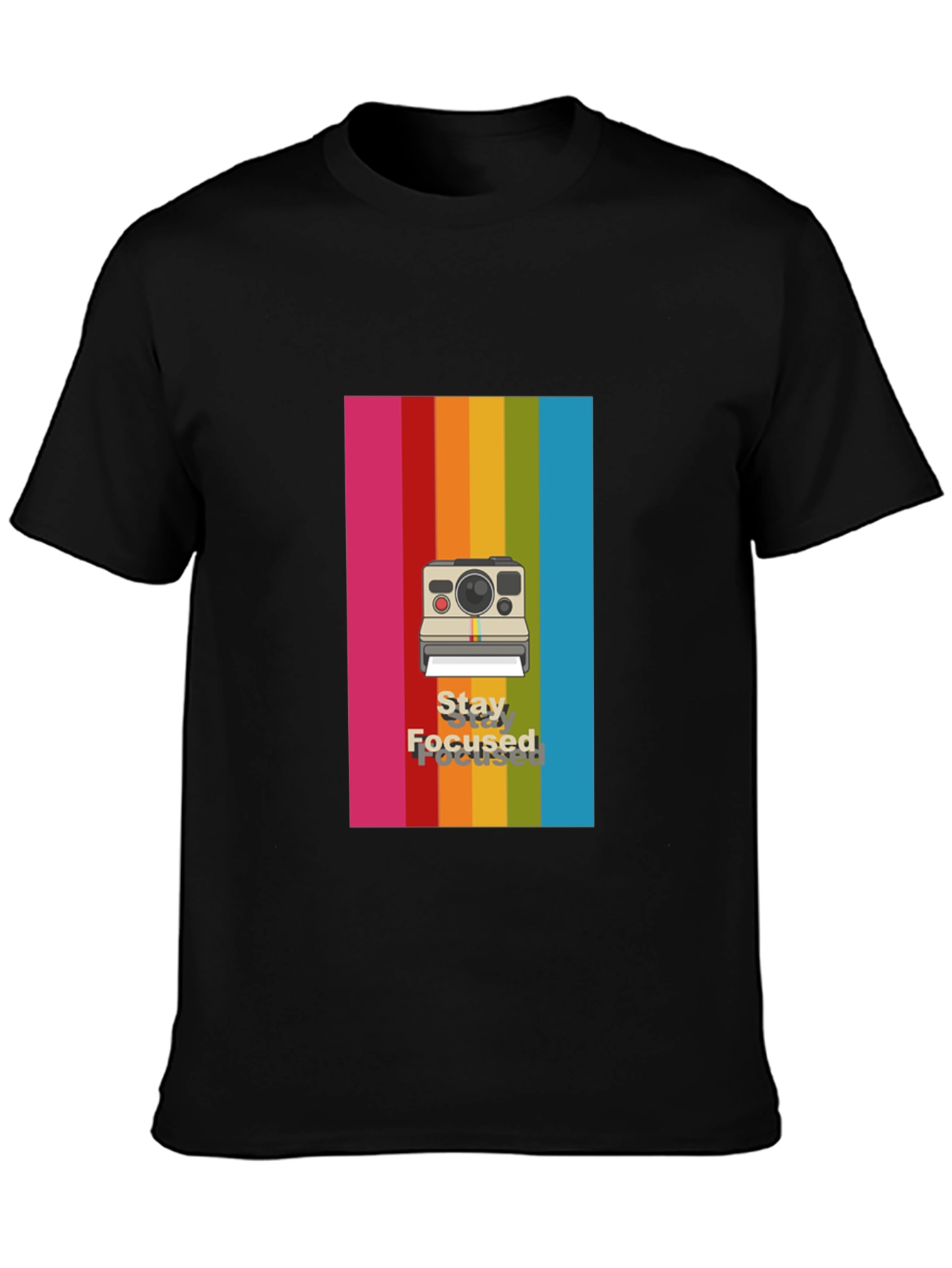 Stay Focused Rainbow Camera Graphic Tee