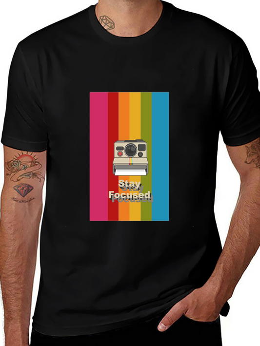 Stay Focused Rainbow Camera Graphic Tee