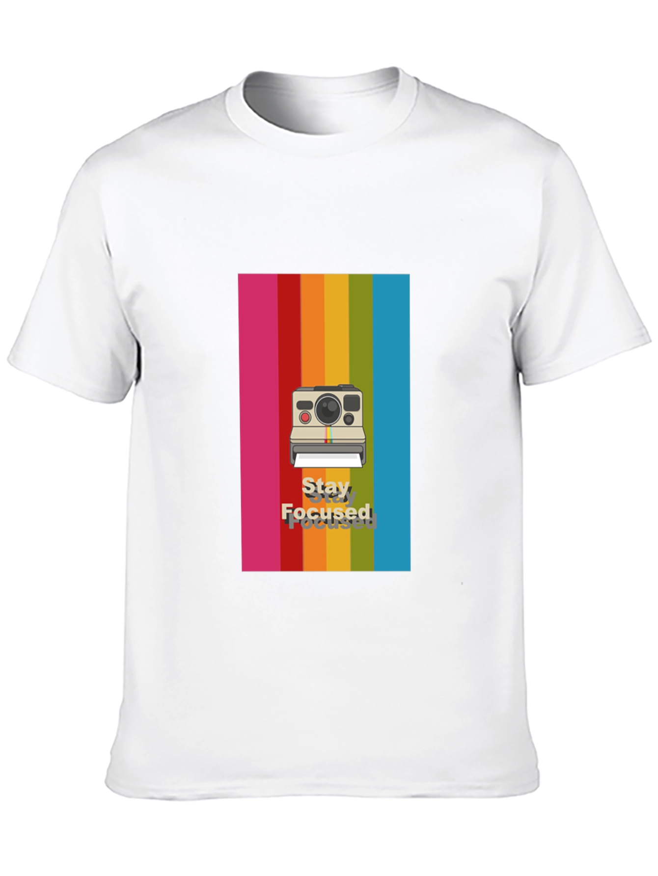 Stay Focused Rainbow Camera Graphic Tee