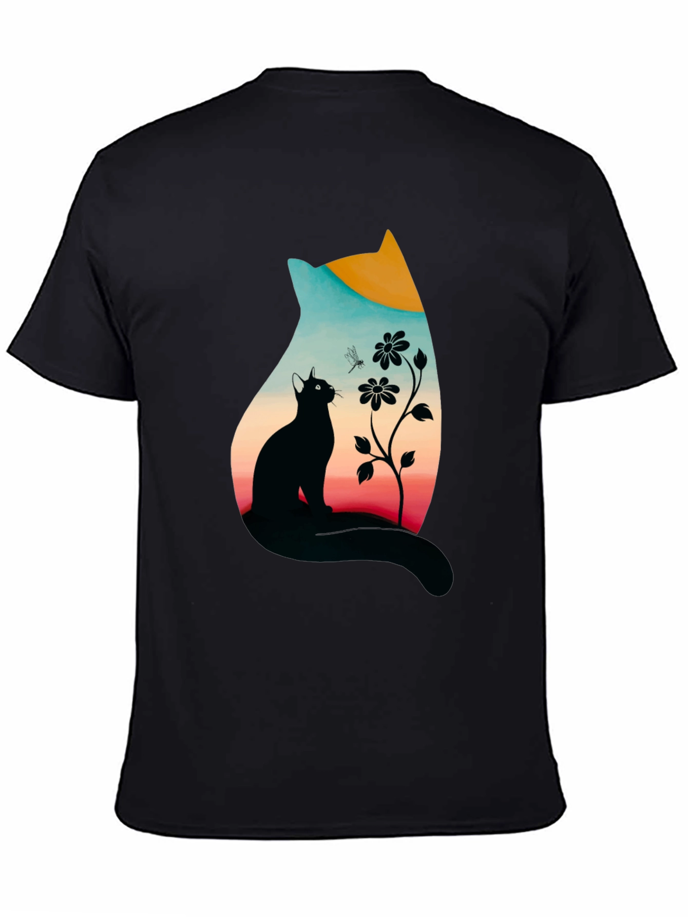 Cat Silhouette Graphic Print Tee