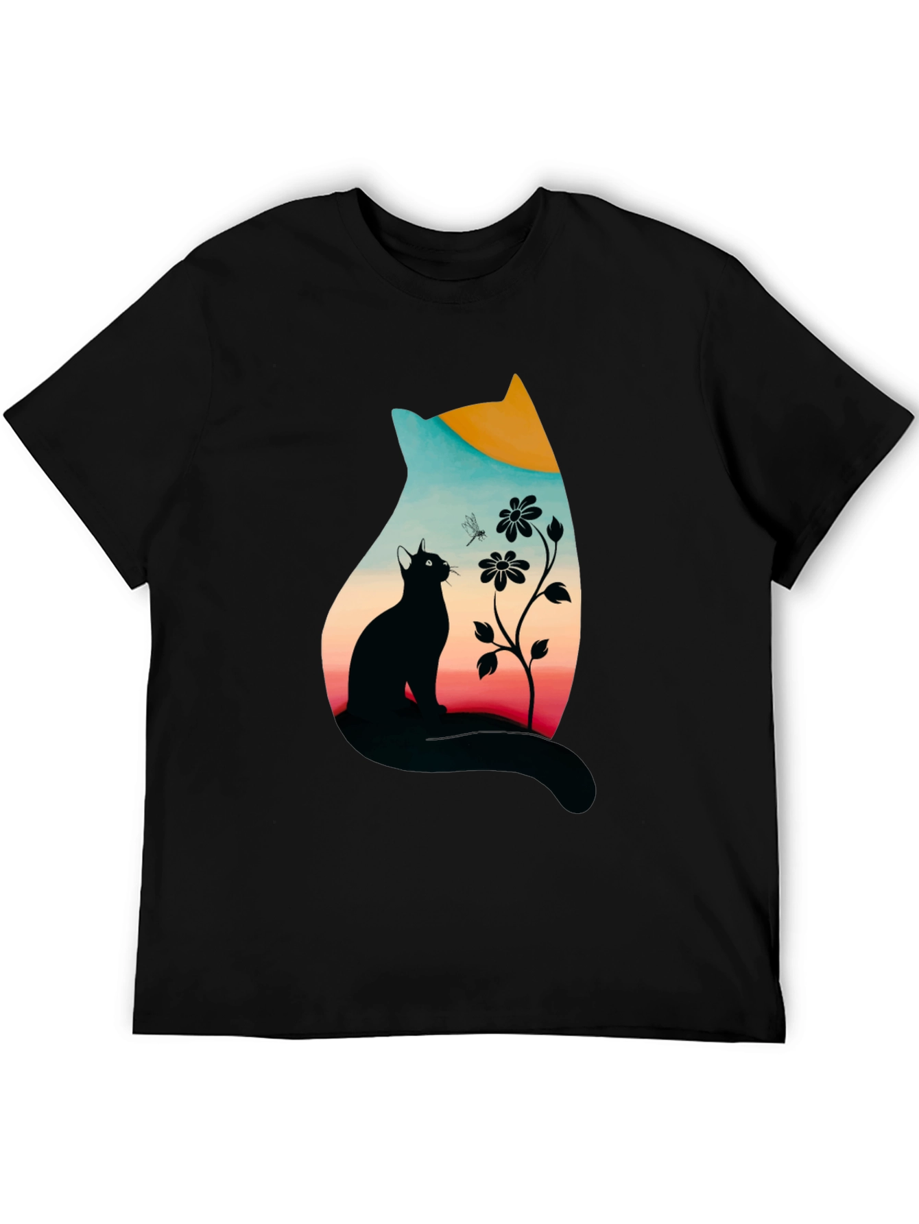 Cat Silhouette Graphic Print Tee