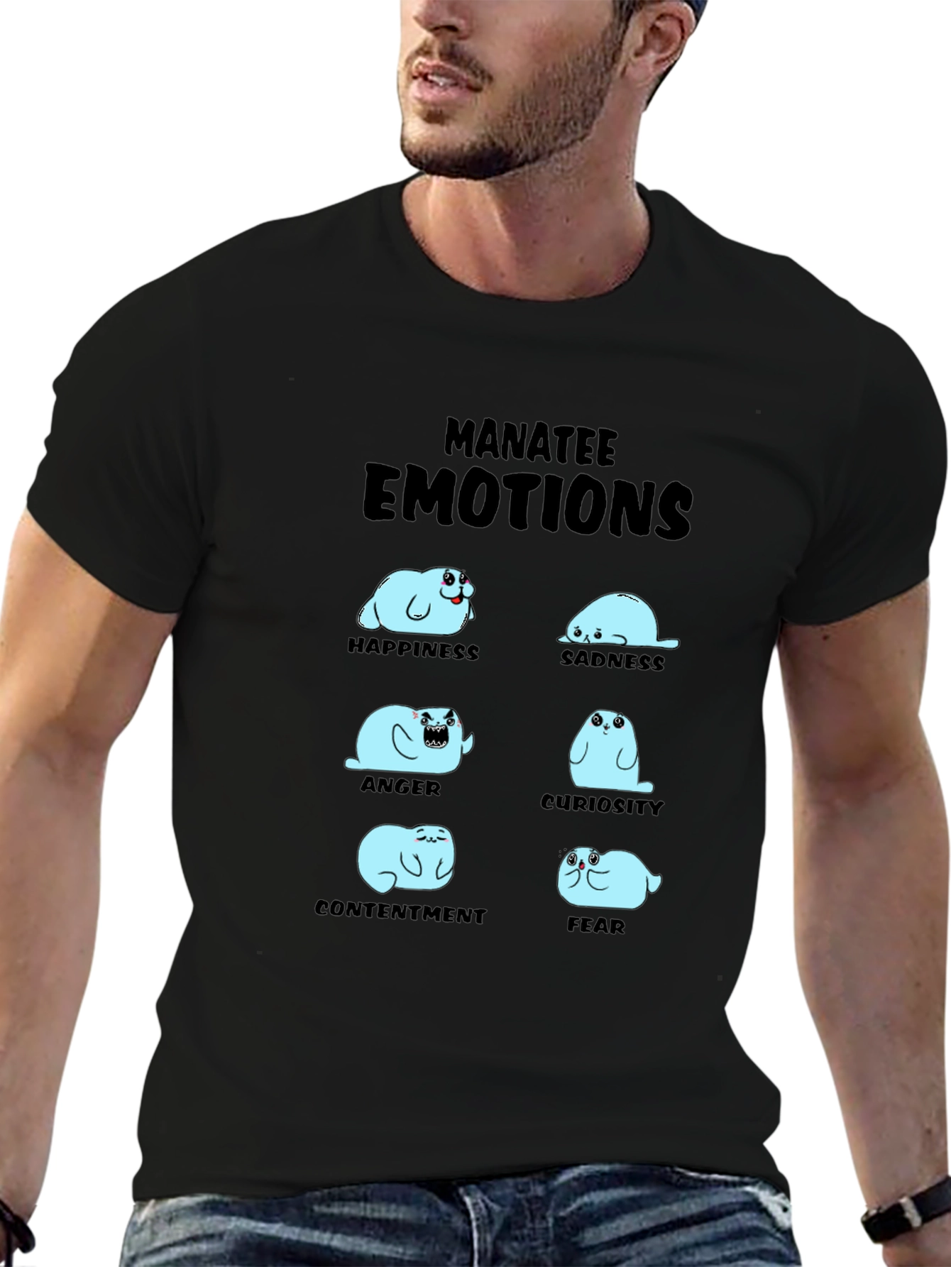 Manatee Emotions Graphic Print T-Shirt