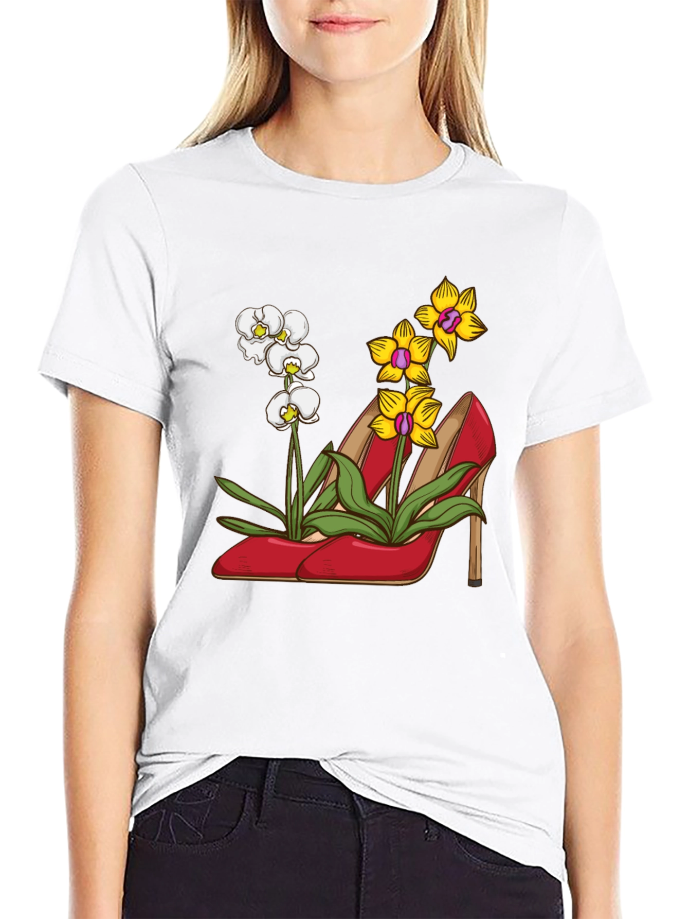Floral Heels T-Shirt - Unique Graphic Tee