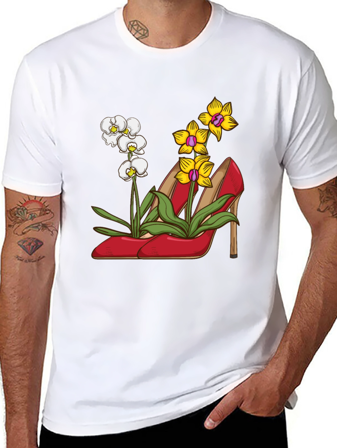 Floral Heels T-Shirt - Unique Graphic Tee