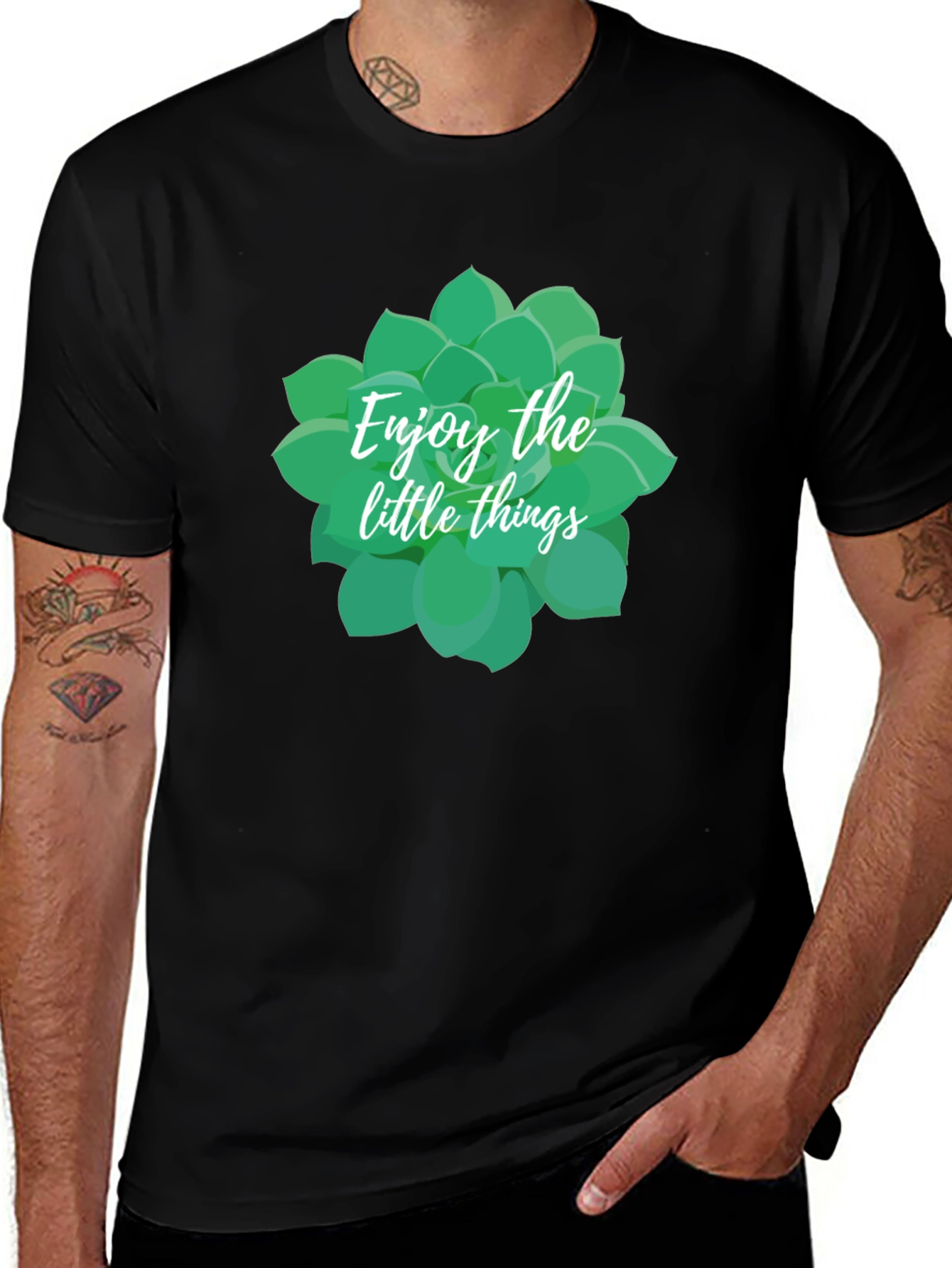 Enjoy The Little Things Succulent Tee - Black