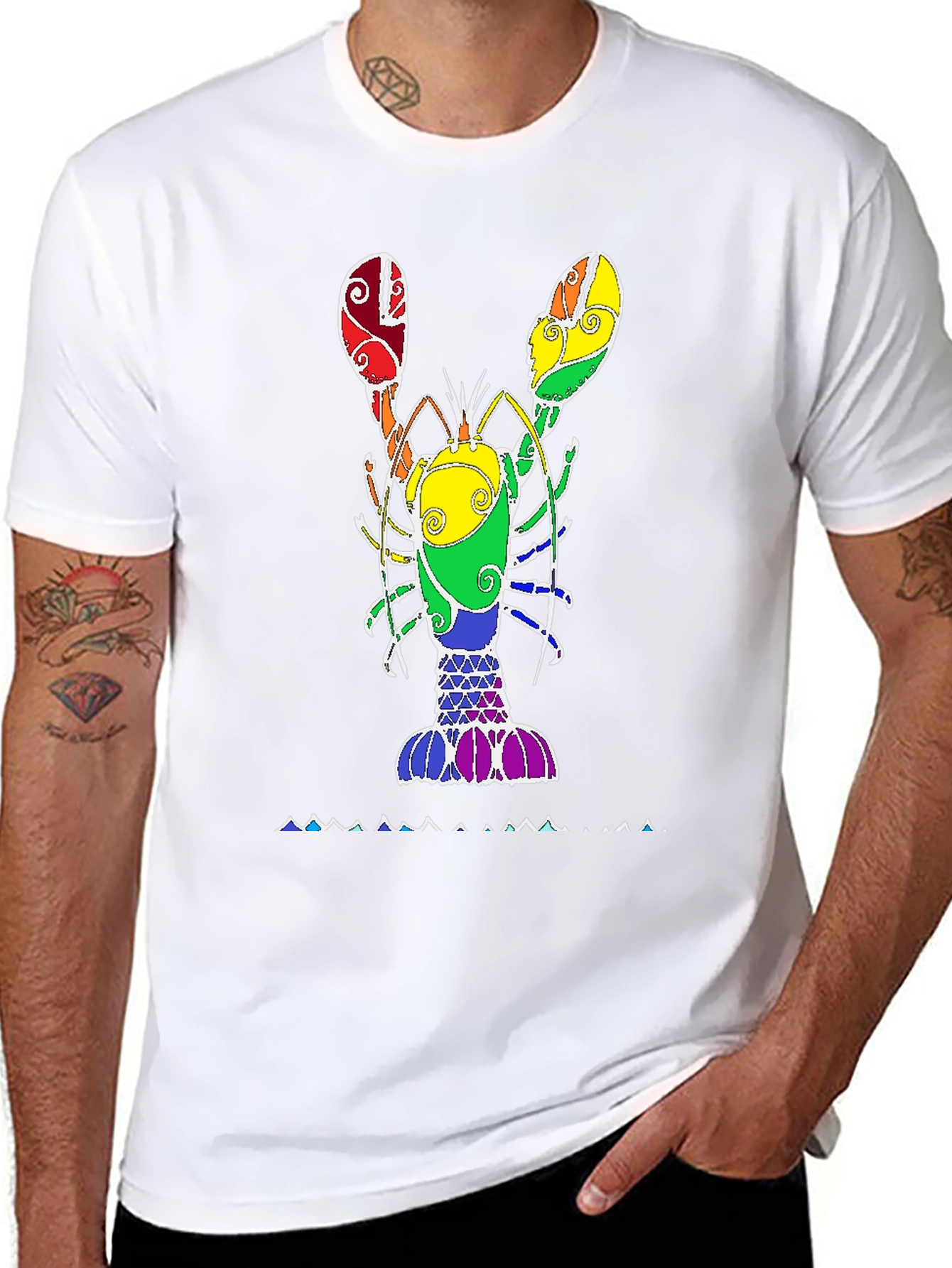 Rainbow Lobster Graphic Tee - Black Unisex T-Shirt