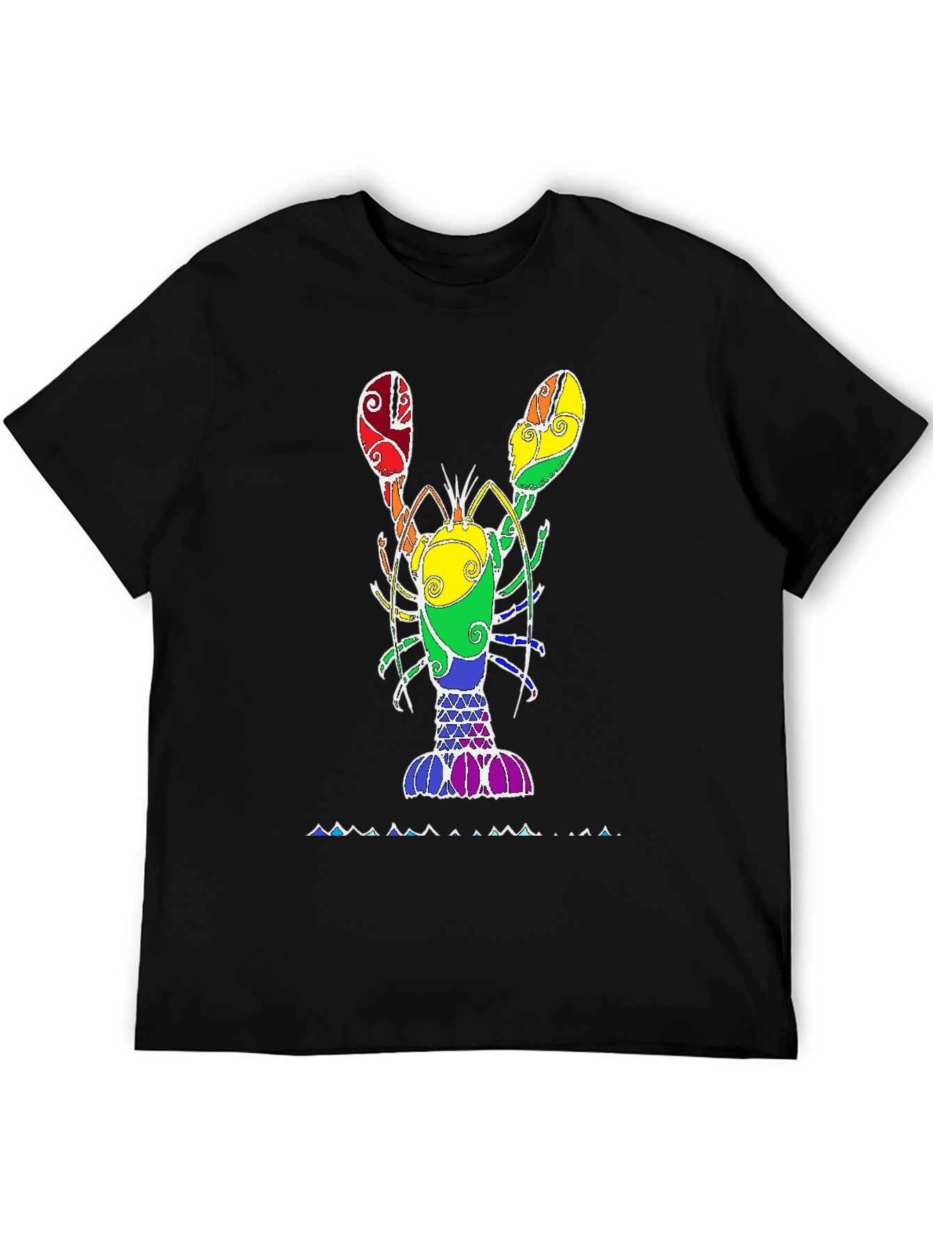 Rainbow Lobster Graphic Tee - Black Unisex T-Shirt