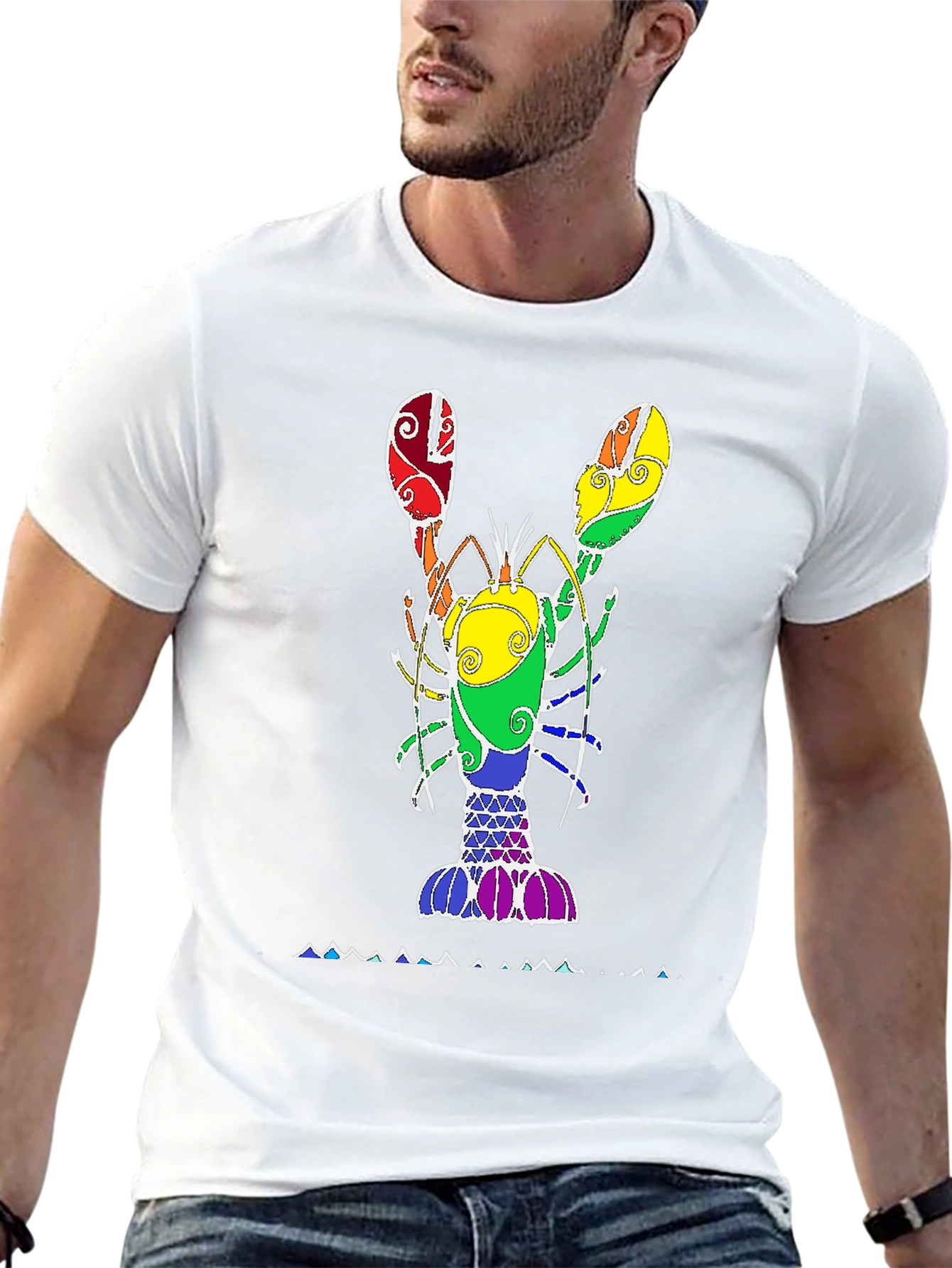 Rainbow Lobster Graphic Tee - Black Unisex T-Shirt