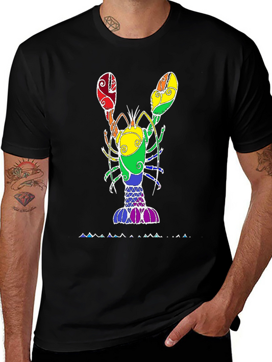 Rainbow Lobster Graphic Tee - Black Unisex T-Shirt