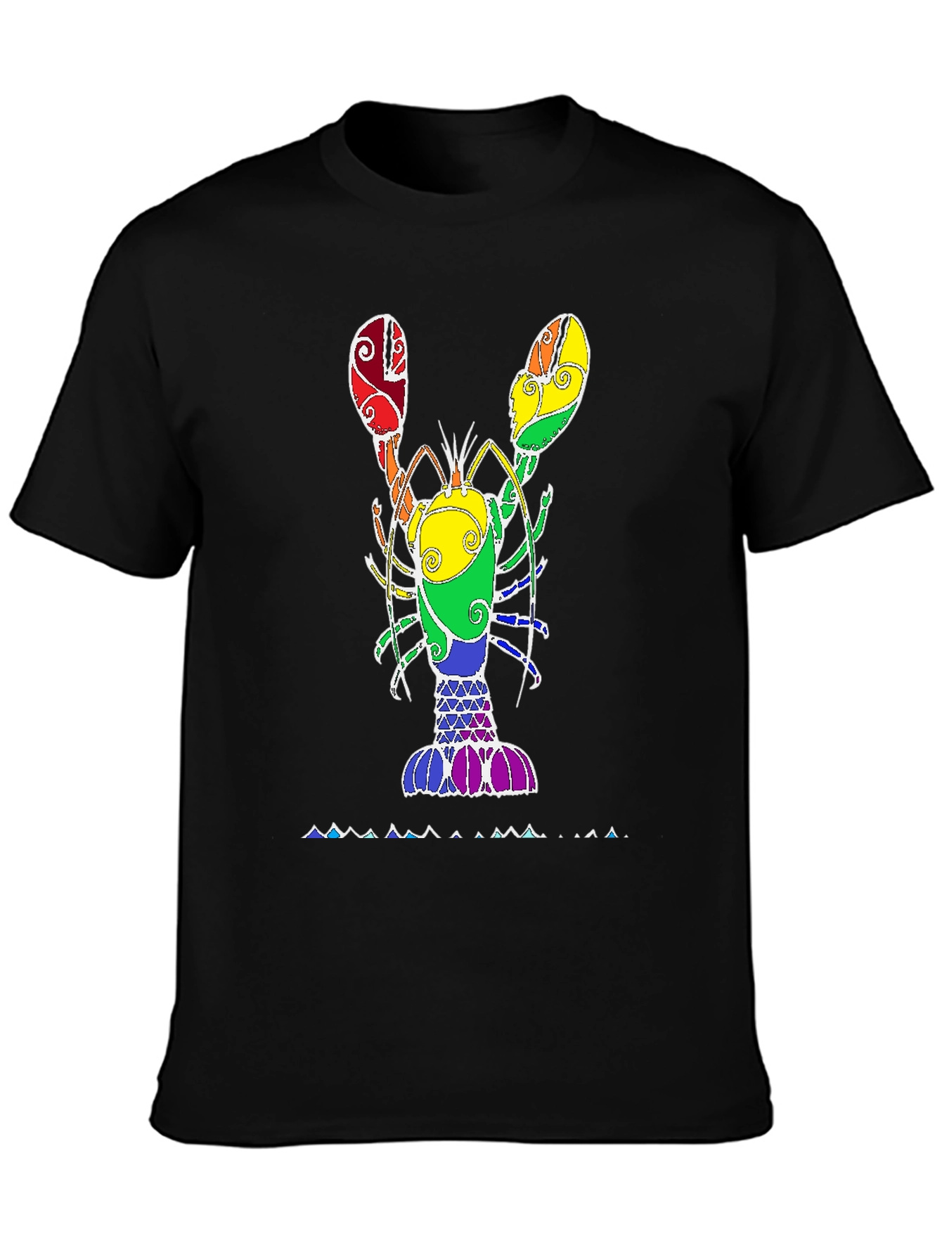 Rainbow Lobster Graphic Tee - Black Unisex T-Shirt