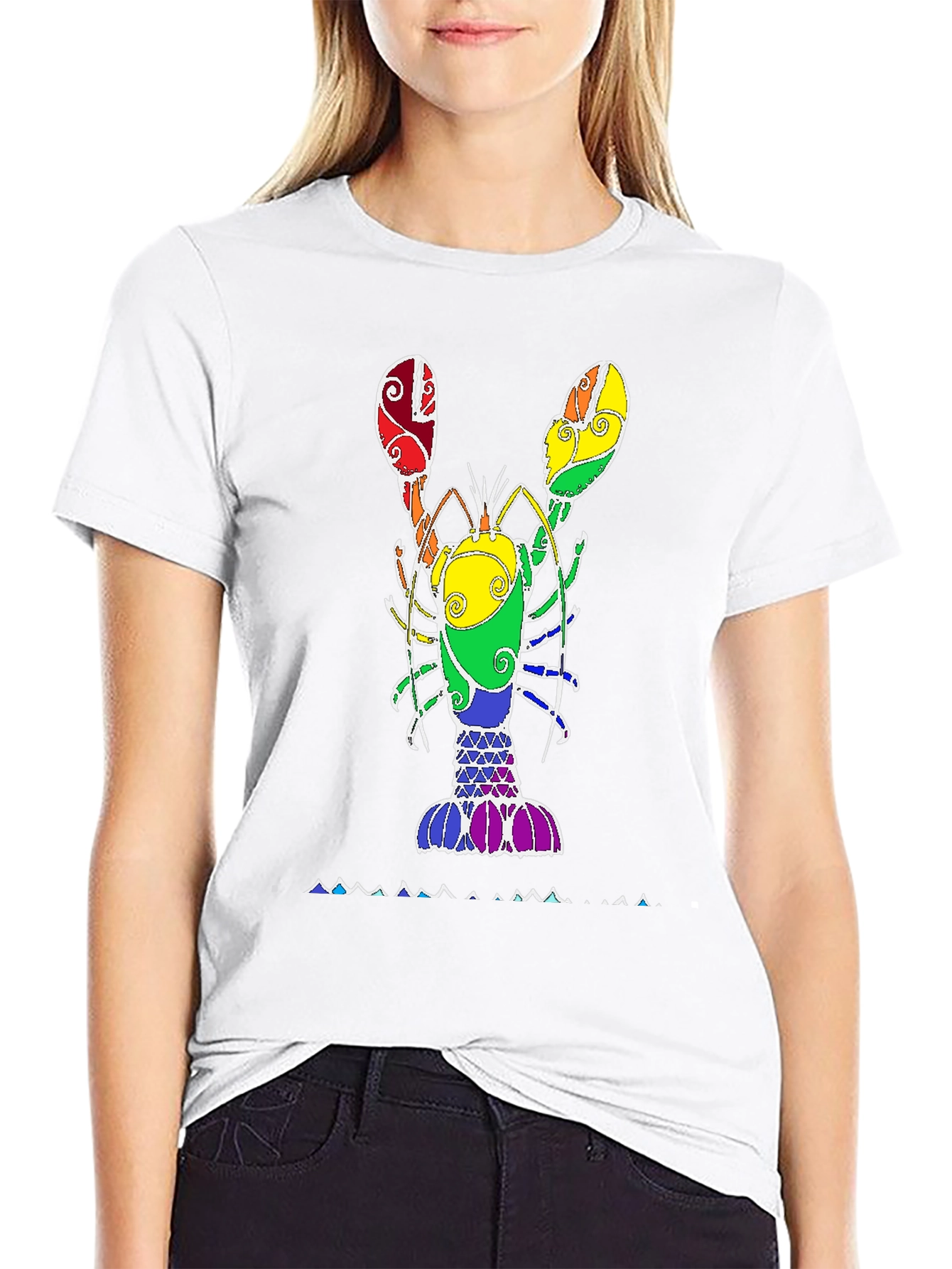 Rainbow Lobster Graphic Tee - Black Unisex T-Shirt
