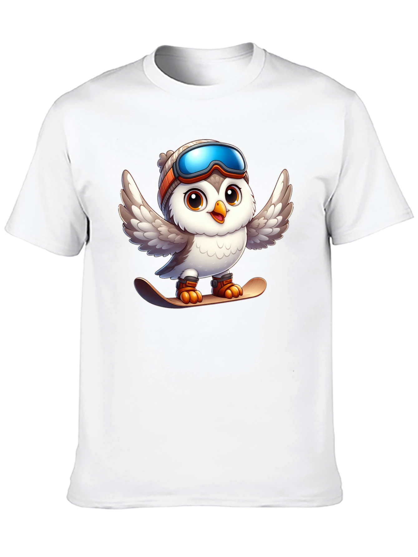 Snowboarding Owl Graphic Tee - Fun Winter Design