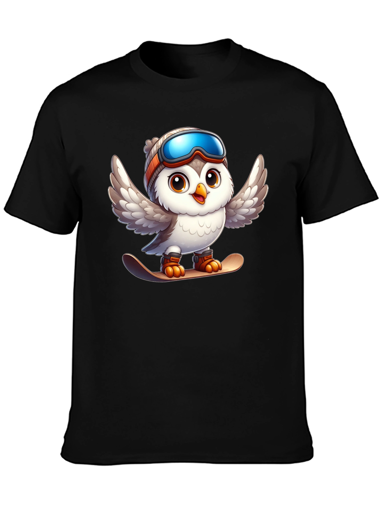 Snowboarding Owl Graphic Tee - Fun Winter Design