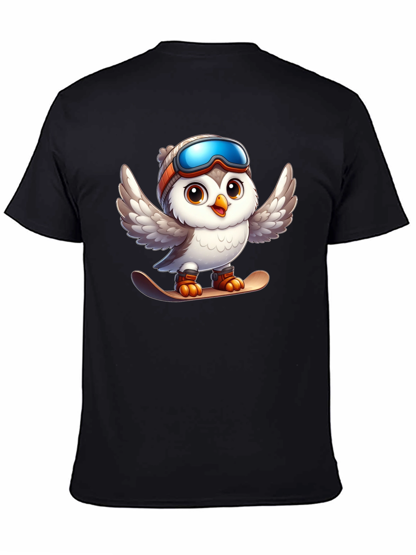 Snowboarding Owl Graphic Tee - Fun Winter Design