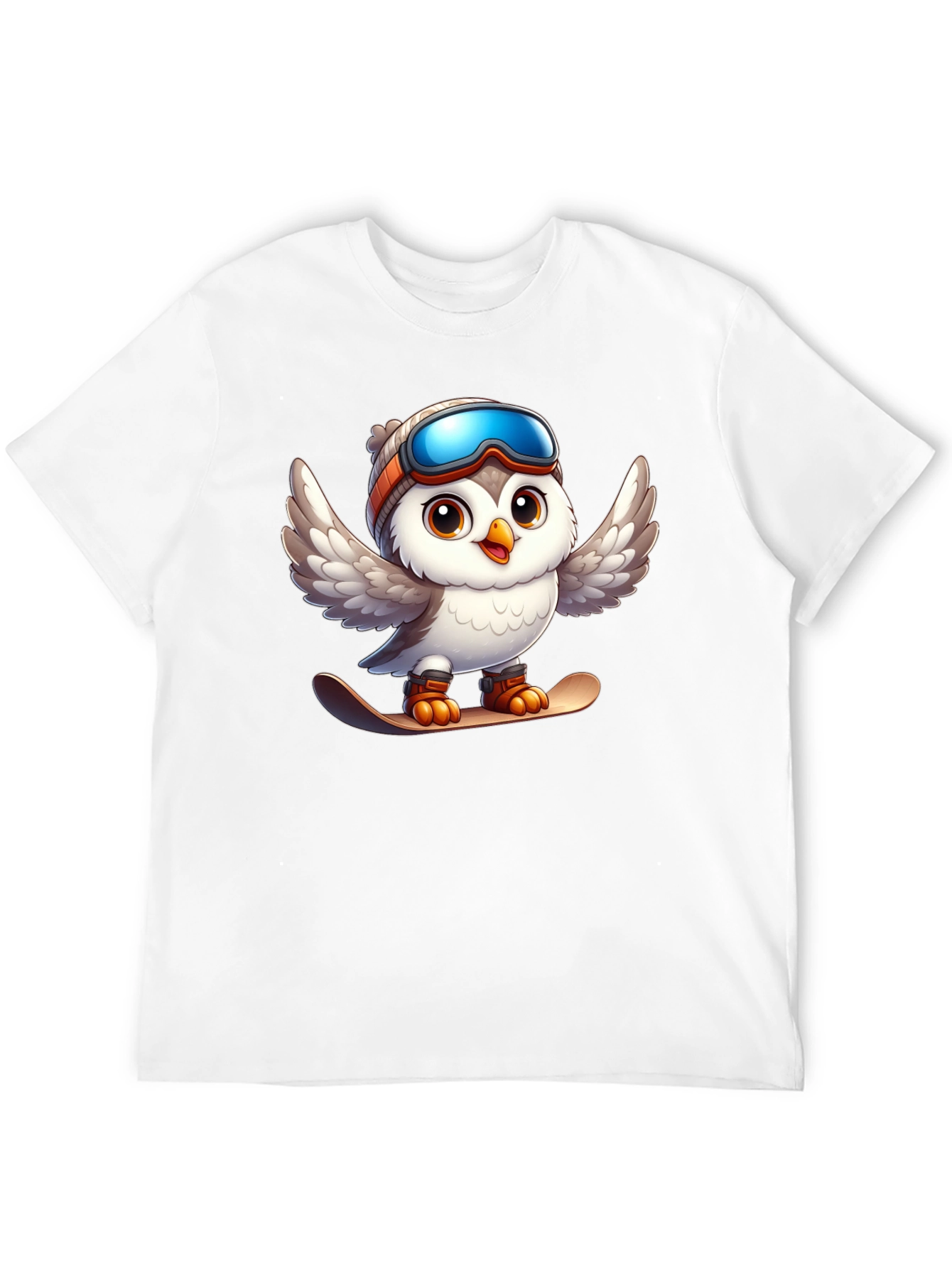 Snowboarding Owl Graphic Tee - Fun Winter Design