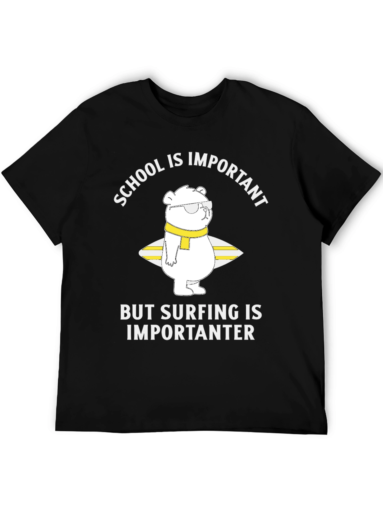 Surfing Bear Graphic T-Shirt - School is Importanter