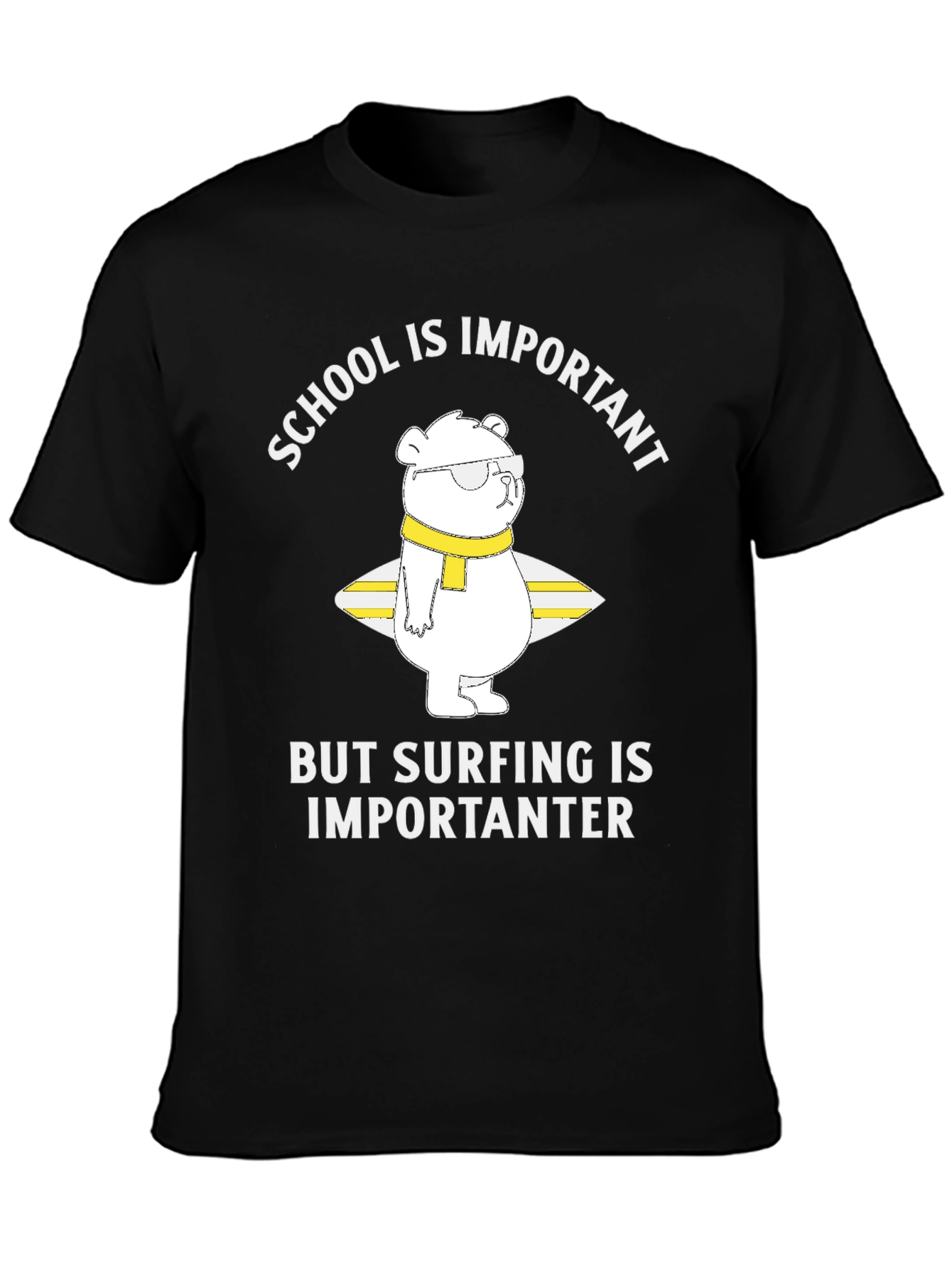 Surfing Bear Graphic T-Shirt - School is Importanter