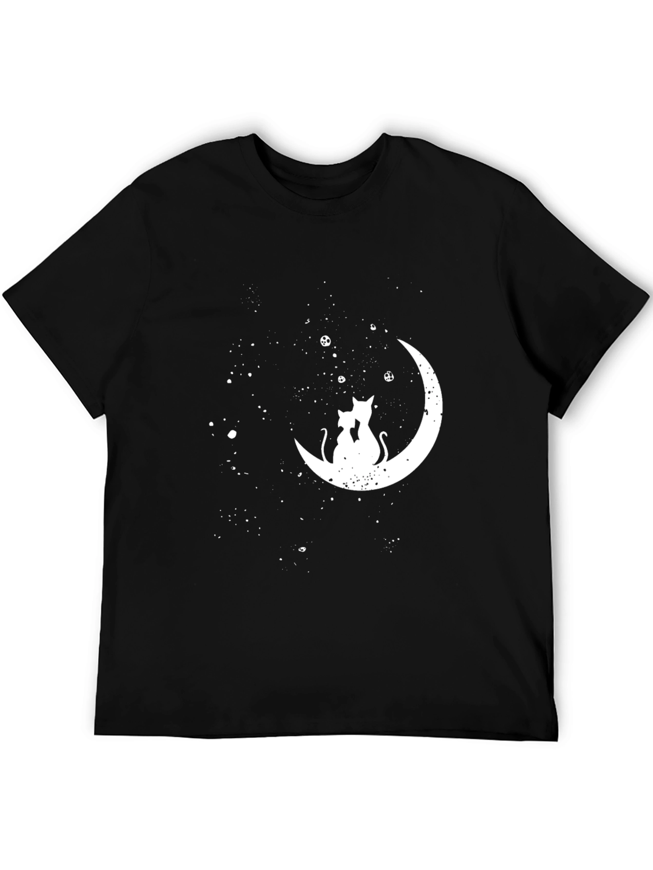 Cats on the Moon Graphic Tee - Black