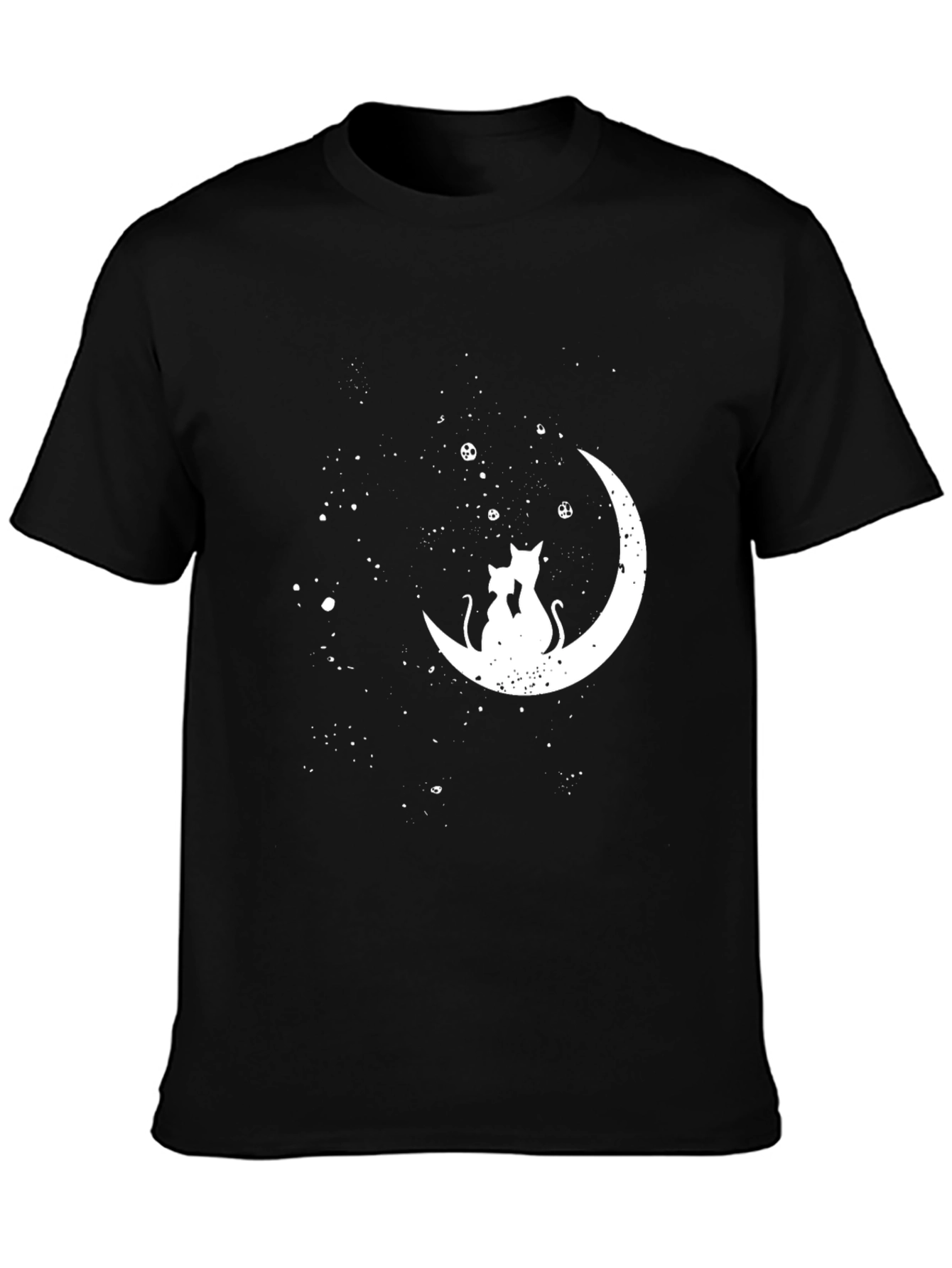 Cats on the Moon Graphic Tee - Black