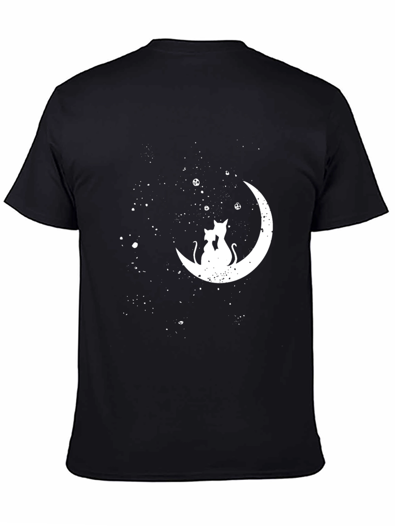 Cats on the Moon Graphic Tee - Black
